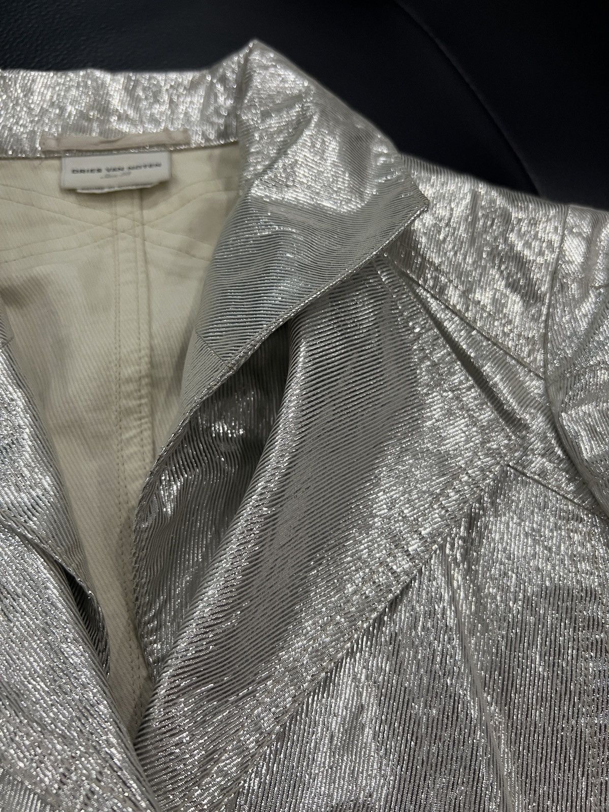 Dries Van Noten Dries Van Noten Liquid Silver Cropped Double-Layer Jacket Size XS / US 0-2 / IT 36-38 - 7 Thumbnail