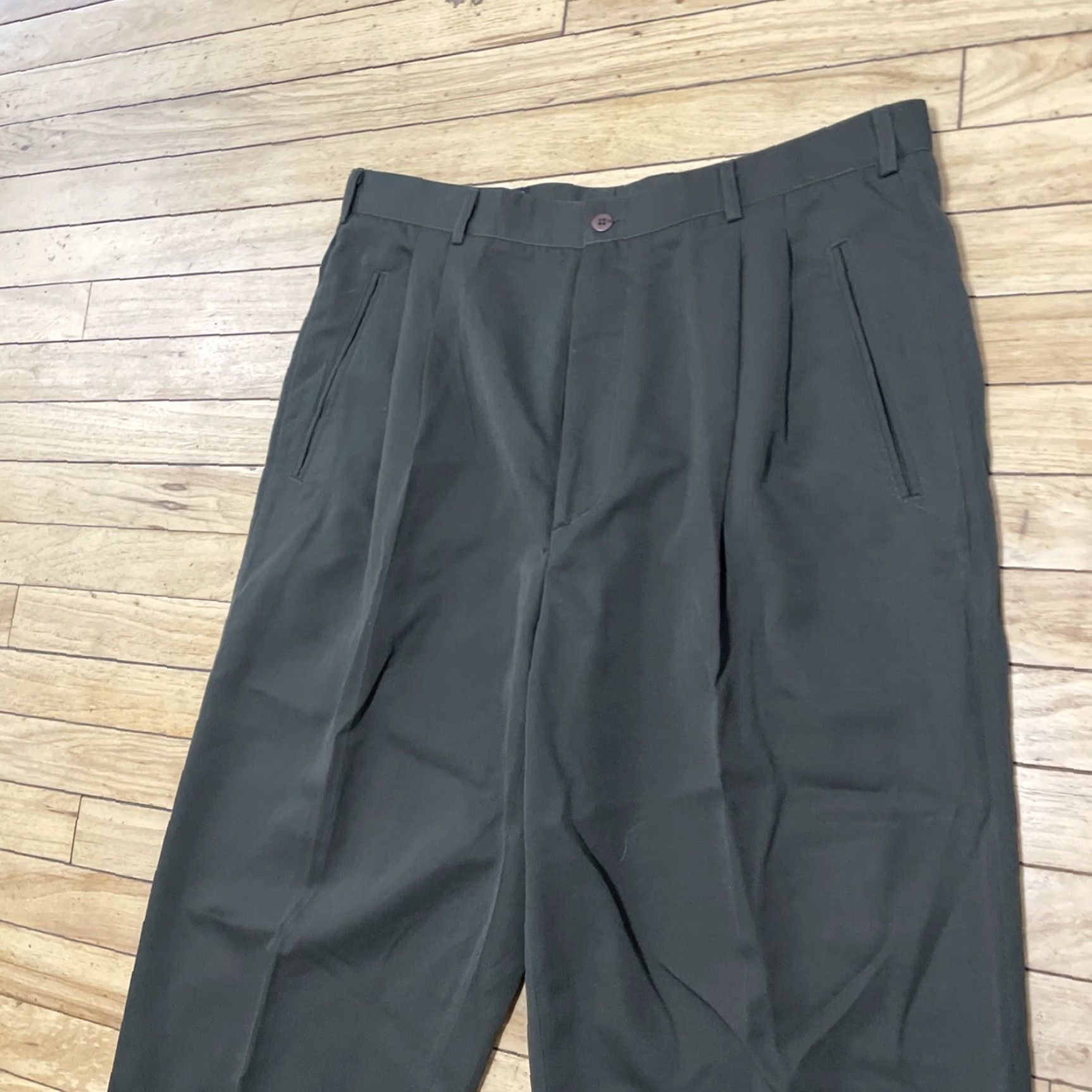 Vintage VINTAGE OG Classics Pants Men 38 34 Green 90s Retro Pleated Trousers Dress Pants Mens Regular Straight 37x34 Size US 38 / EU 54 - 3 Thumbnail