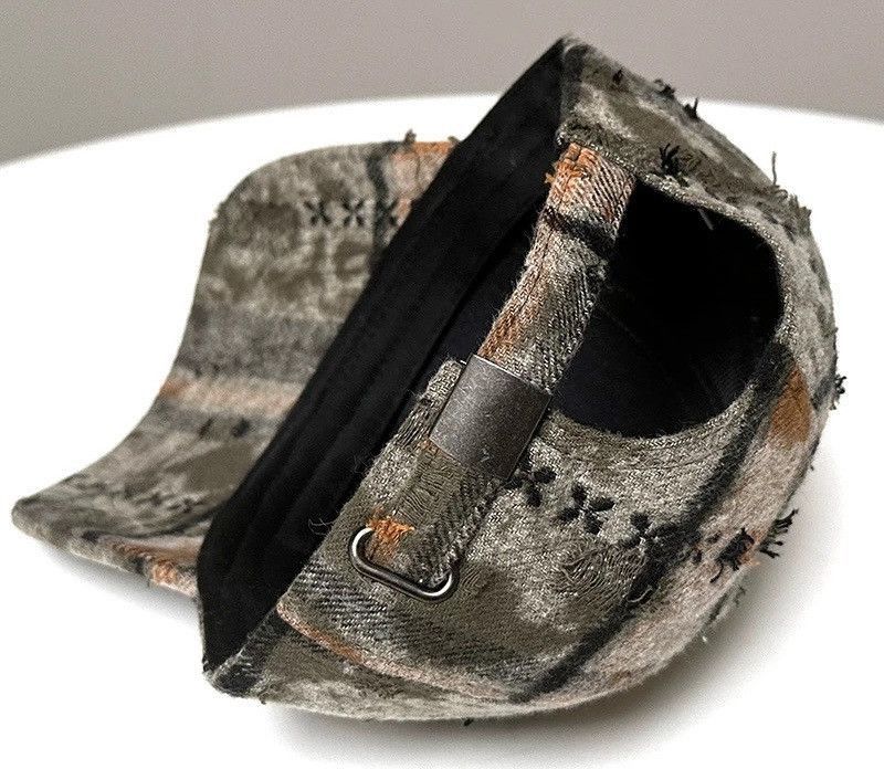 Japanese Brand Streetwear retro punk vintage distressed raw plaid check cap Size ONE SIZE - 4 Thumbnail