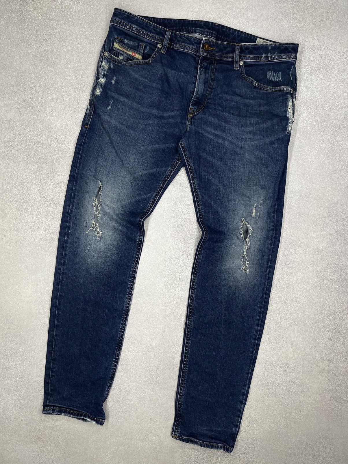 Mens Diesel Thommer Denim Jeans Blue Distressed Y2K Punk