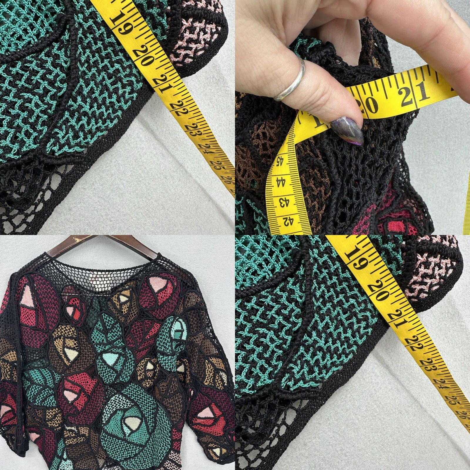 Vintage Vintage LIM'S Sweater Women Small Crochet Floral Mosaic Handknit Festival Cottage Size S / US 4 / IT 40 - 9 Thumbnail