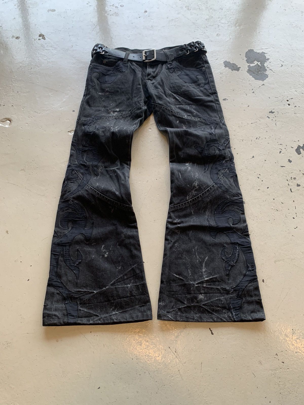 Tornado Mart Tornado Mart Tribal Low Waisted Flare Denim | Grailed