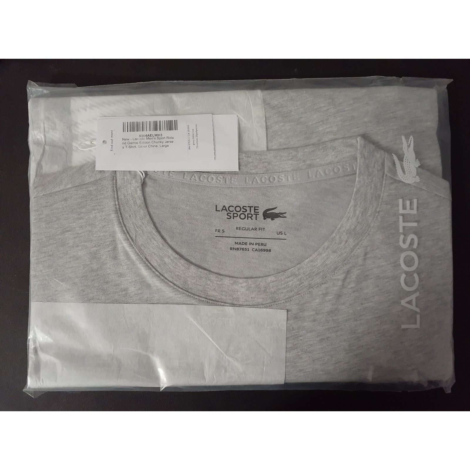 Lacoste Lacoste Men's Roland Garros Edition Chunky Jersey T-Shirt L Size US L / EU 52-54 / 3 - 2 Thumbnail