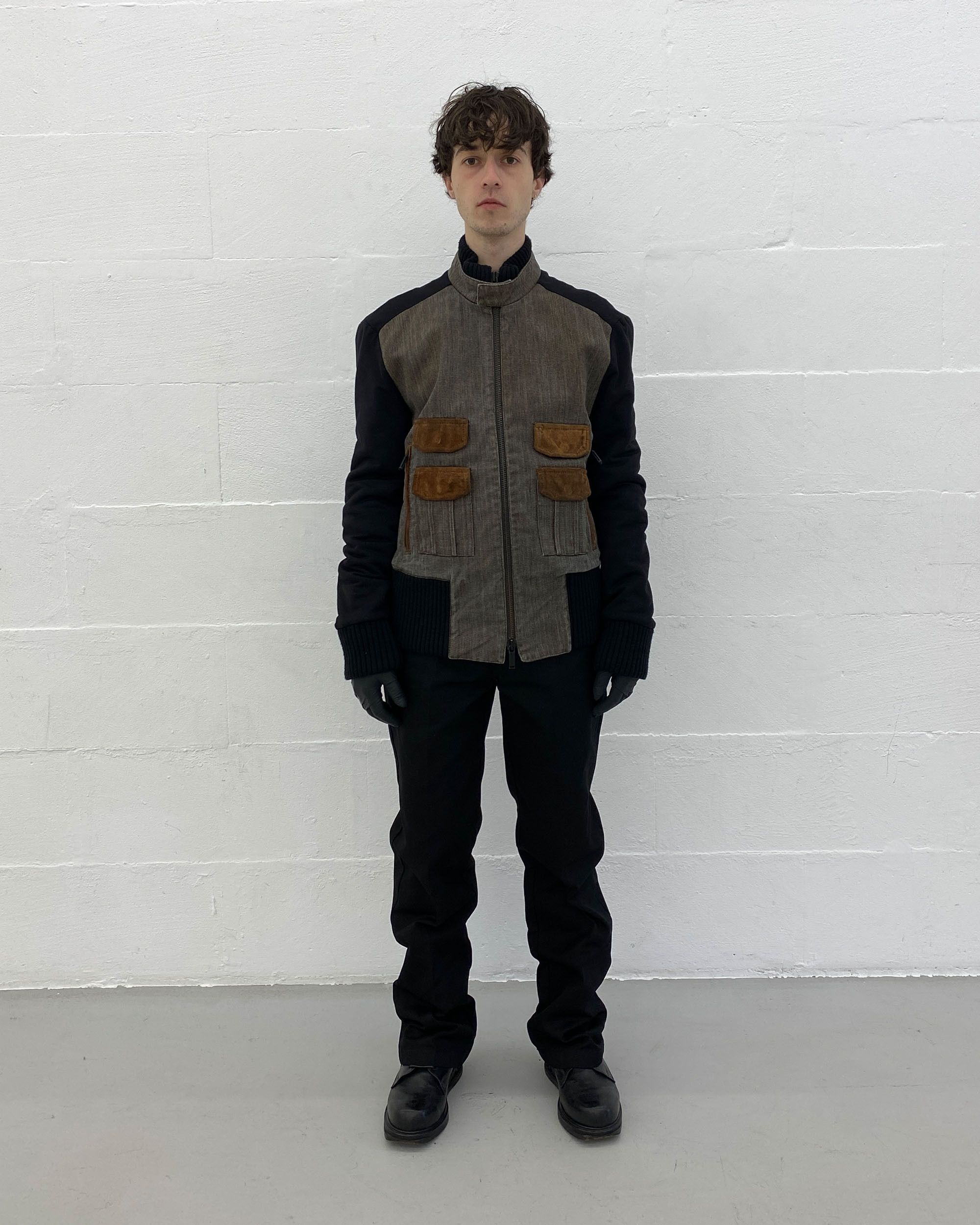 Dirk Bikkembergs 2000s Padded Leather Flap Pocket Jacket Size US L / EU 52-54 / 3 - 5 Thumbnail