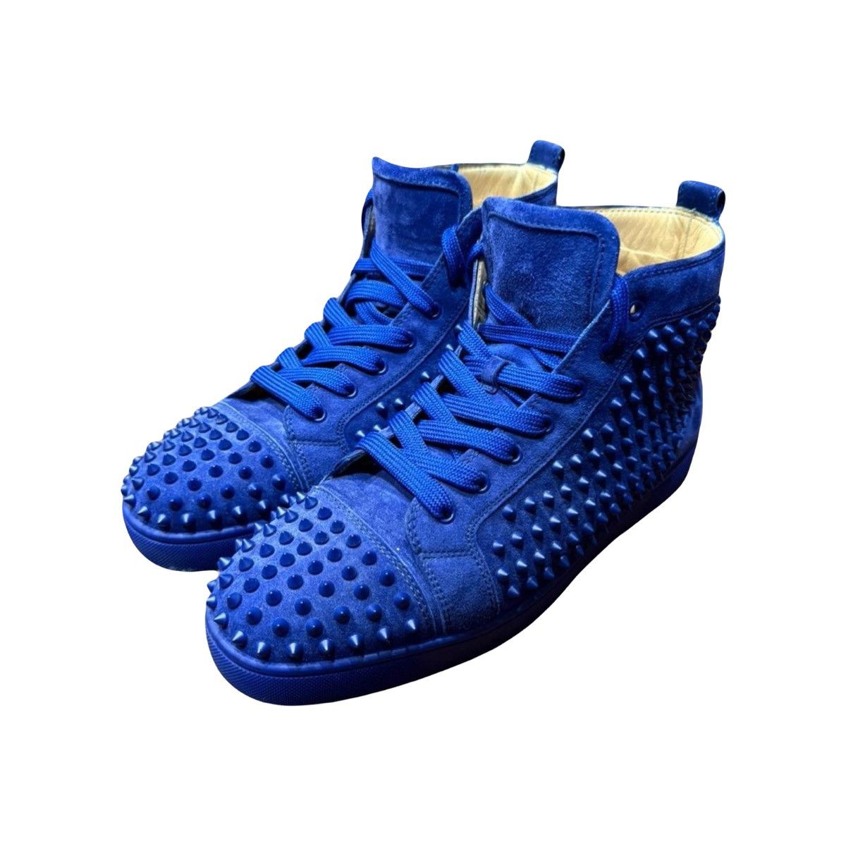 Christian Louboutin Christian Louboutin Blue Suede Louis Spike High Top Sneakers Size US 13 / EU 46 - 1 Thumbnail