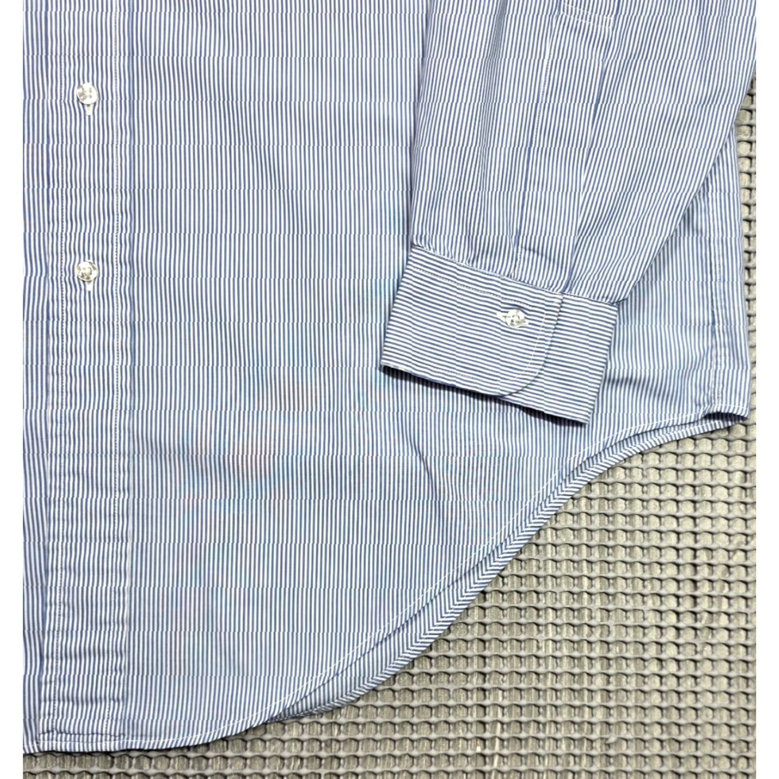 Brooks Brothers Vintage Brooks Brothers Shirt Mens 16.5-4 Blue Striped Brooksweave USA Button Up Shirt Size US XL / EU 56 / 4 - 4 Thumbnail