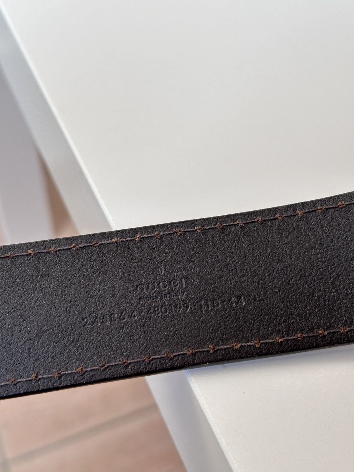 Gucci GUCCI Wooden Brown Square Buckle Leather Belt Size: 110/40 Size 30 - 10 Thumbnail