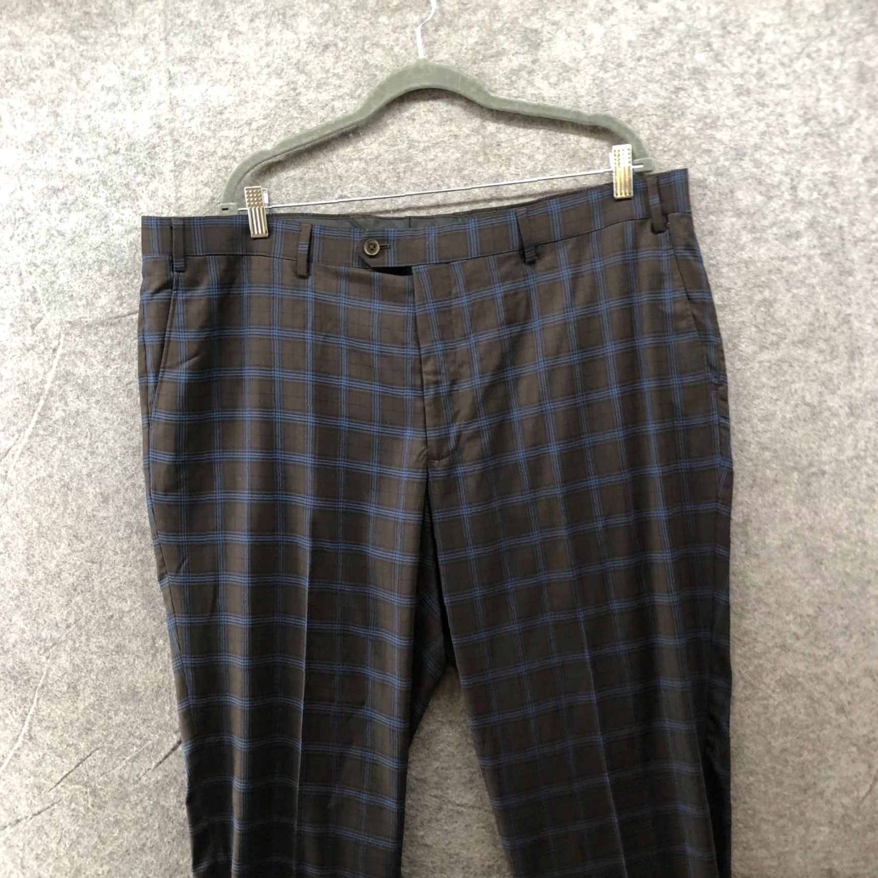 Vintage The Savile Row Plaid Strand Dress Pants Mens 42x35 Brown Blue Straight Leg Dress Pants Mens 42 Brown Blue Plaid Strai Size US 42 / EU 58 - 3 Thumbnail