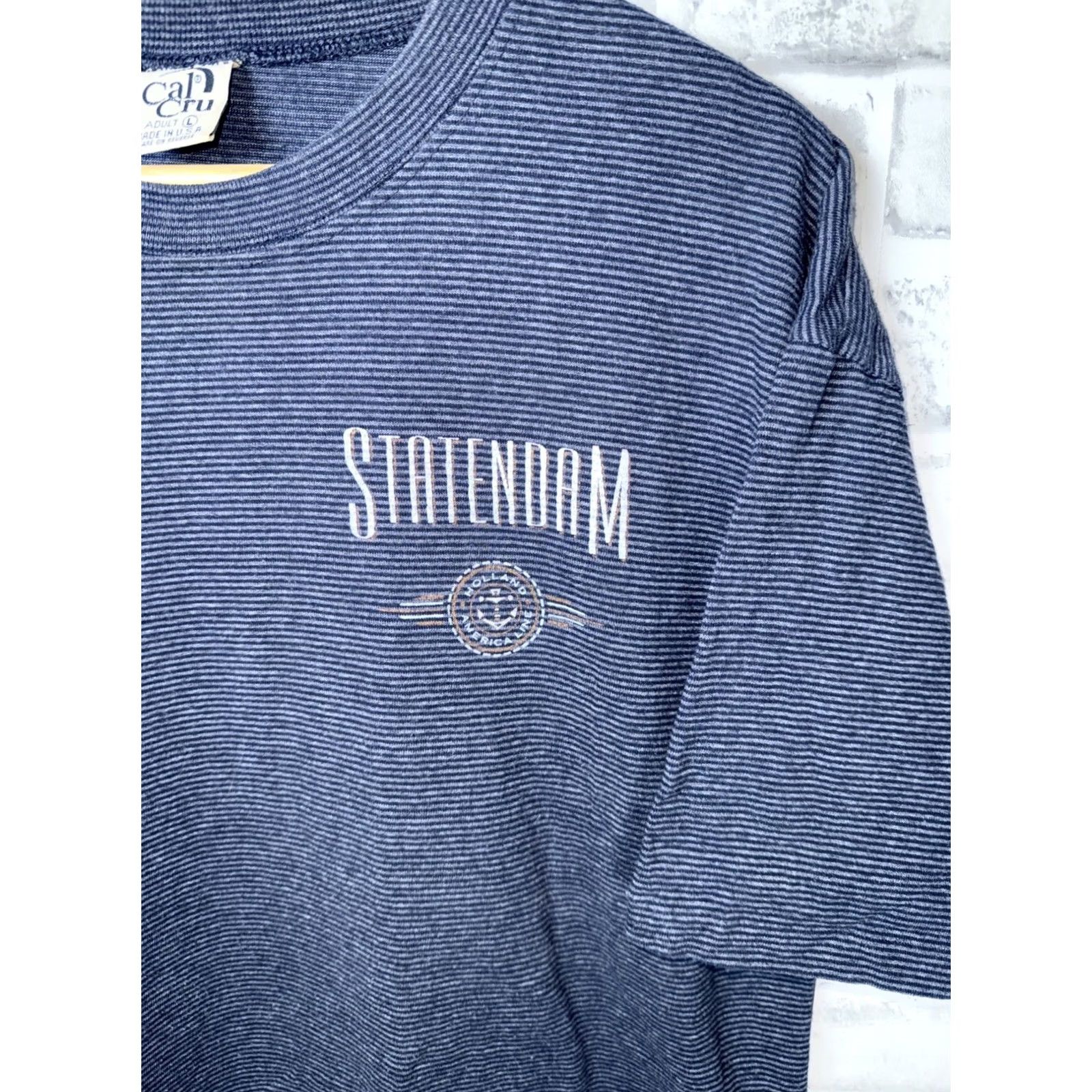 Vintage VTG Cal Cru HOLLAND AMERICAN LINE STATENDAM Tee L Blue USA single Stitch Mens Size US L / EU 52-54 / 3 - 4 Thumbnail