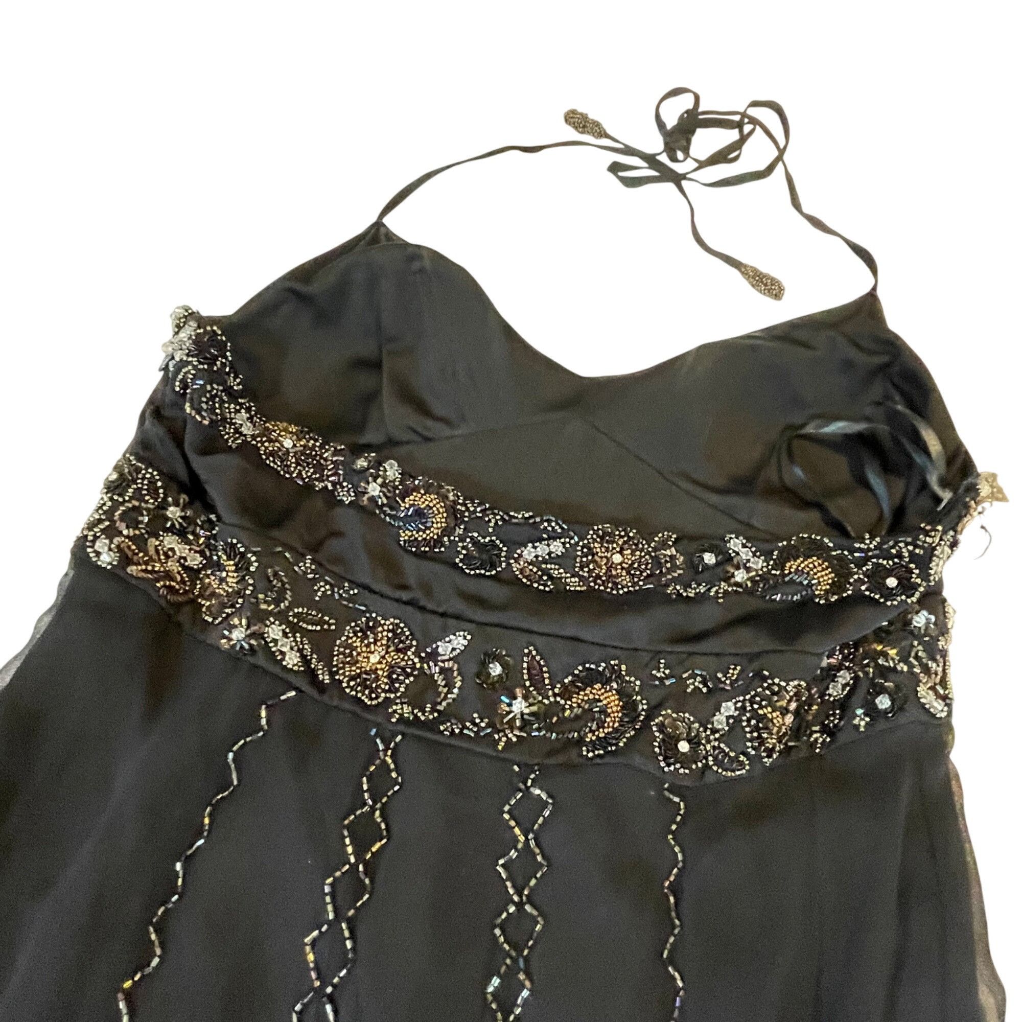 Adrianna Papell Adrianna Papell Black Beaded Halter Dress Size 12 Tags attac Size XL / US 12-14 / IT 48-50 - 9 Thumbnail