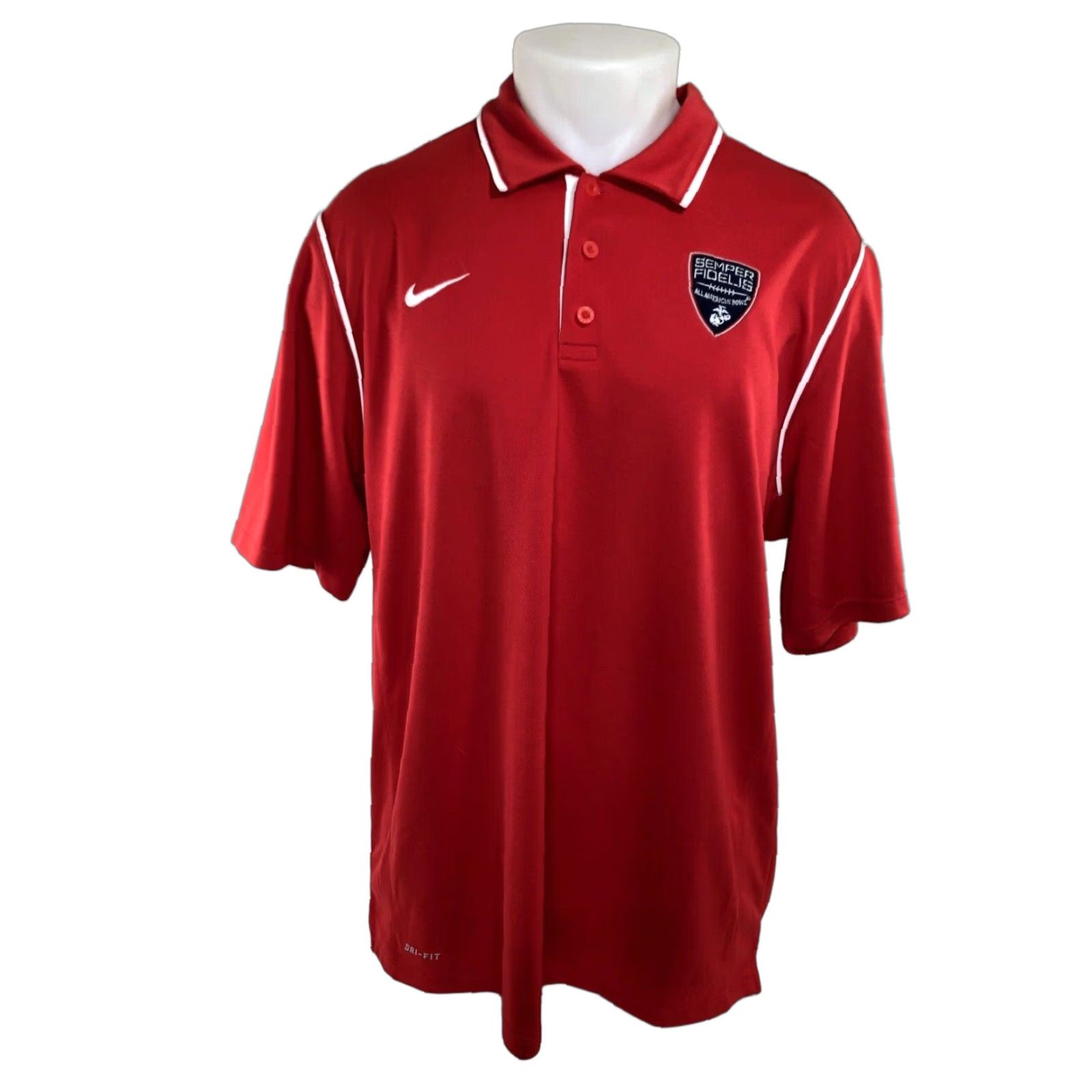 Nike Nike All American Polo - Shirt - L Red Embroidered USMC Marine Core Football 90s Vintage Mens Polo Size US L / EU 52-54 / 3 - 1 Thumbnail