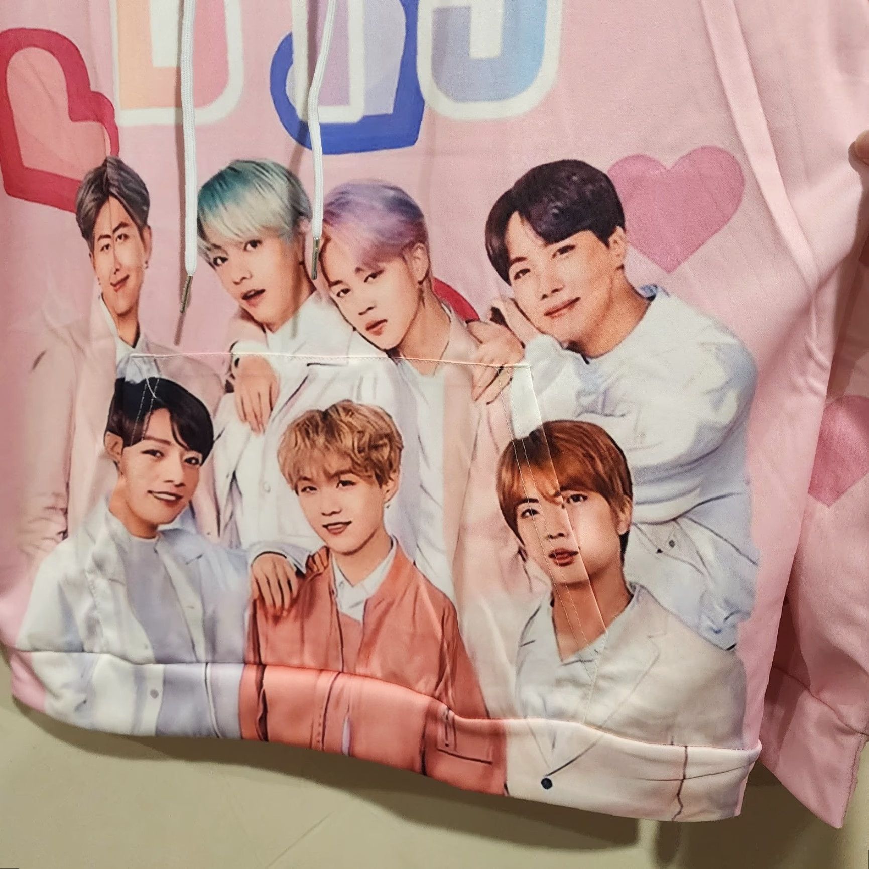 Pinko NWOT BTS Band Pink Hearts Long Sleeve Hoodie Sweatshirt M Men Pink Polyester Hoodie Pullover Hooded Regular Sweatshirt 90s? (No, avoid adding) Size US M / EU 48-50 / 2 - 3 Thumbnail