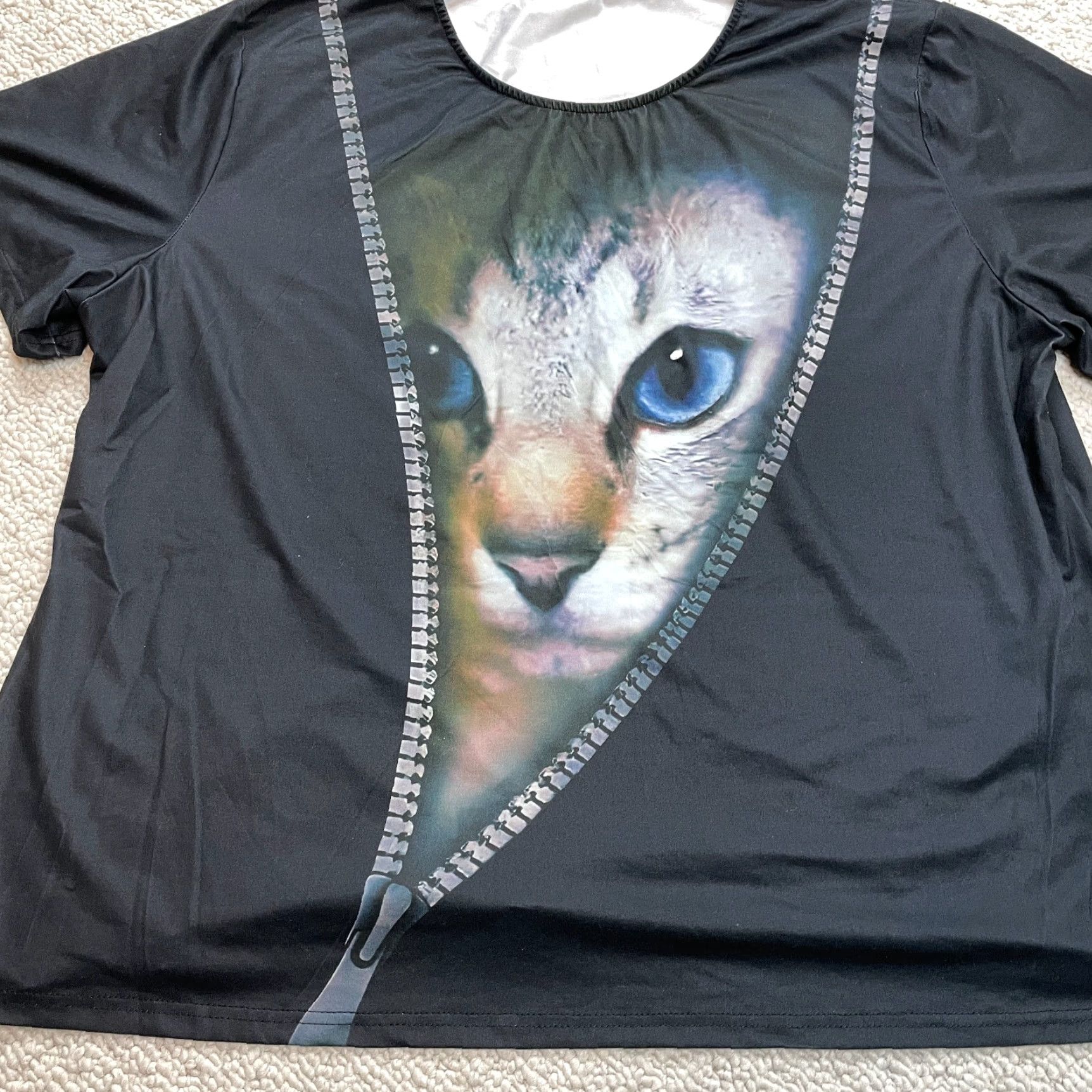Vintage Unbranded Shirt Womens 6XL Black Short Sleeve Stretch Cute Cat Face Graphic T-Shirt Casual Wear Womens 6XL Black Cat Love Size XXL / US 16-18 / IT 52-54 - 2 Thumbnail