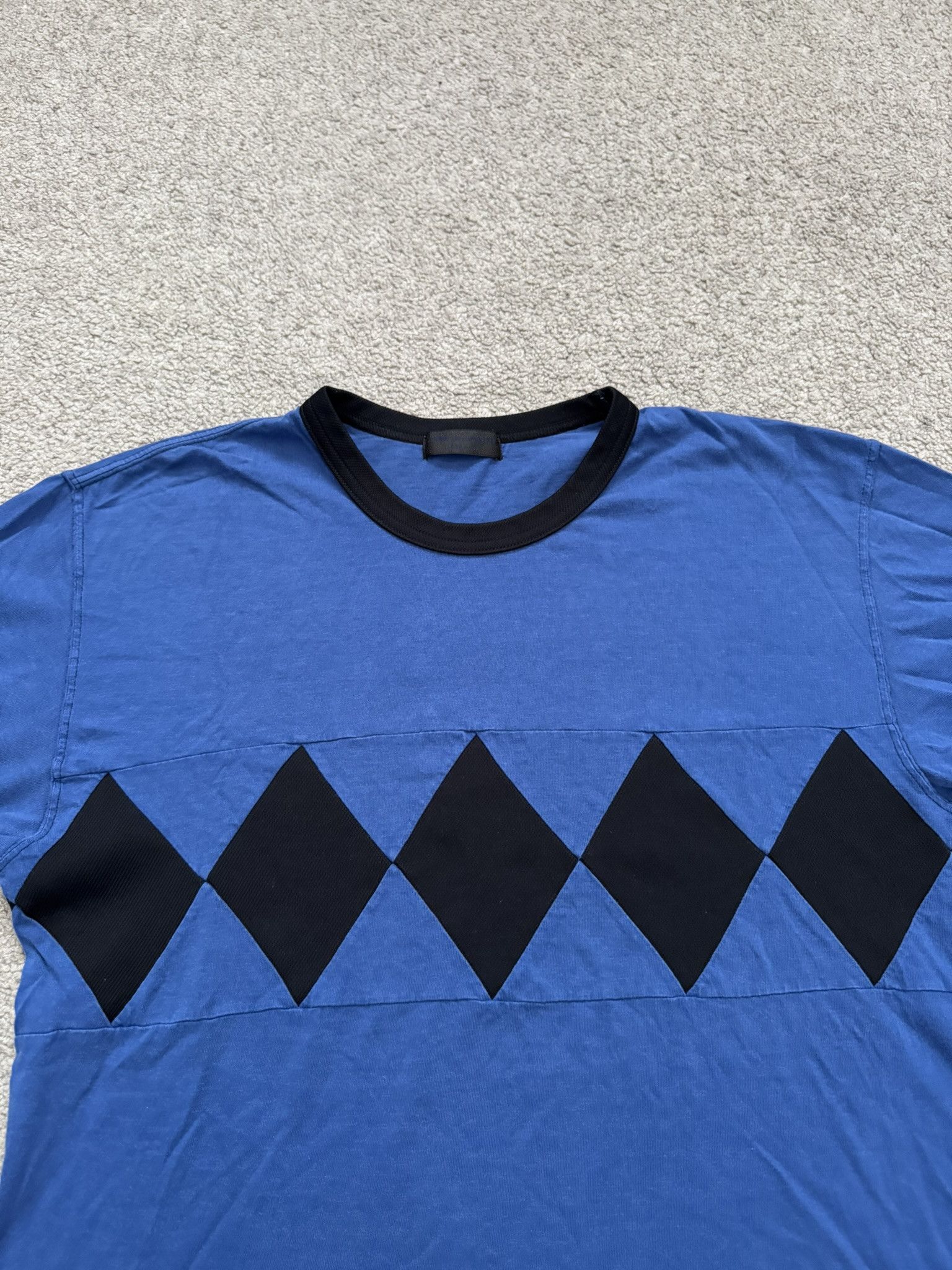 Comme des Garcons Homme Plus SS03 Comme Des Garcons Homme Plus Blue Argyle Ringer T Shirt Size US M / EU 48-50 / 2 - 2 Thumbnail