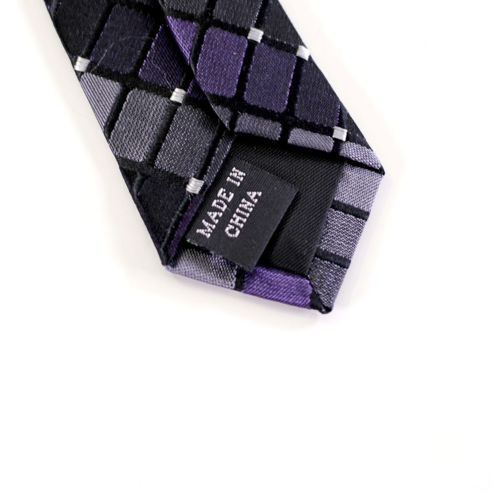 Kenneth Cole Kenneth Cole Reaction Gray Purple Gradient Plaid Silk Tie Size ONE SIZE - 4 Thumbnail