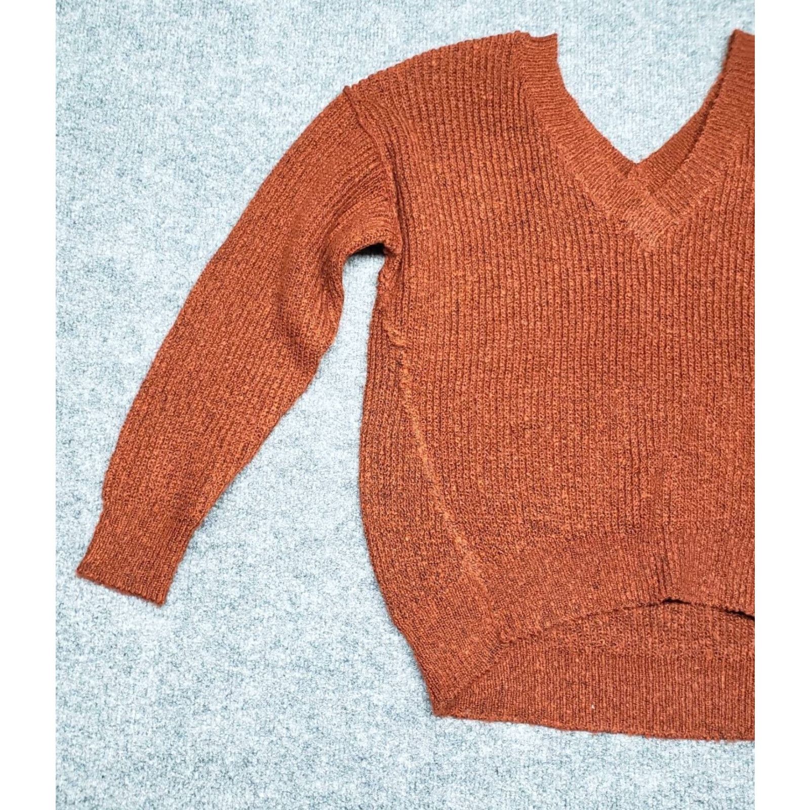 Vintage Rue21 Sweater Womens XS Rust Brown Pullover Long Sleeve V-Neck Knit New Size XS / US 0-2 / IT 36-38 - 3 Thumbnail