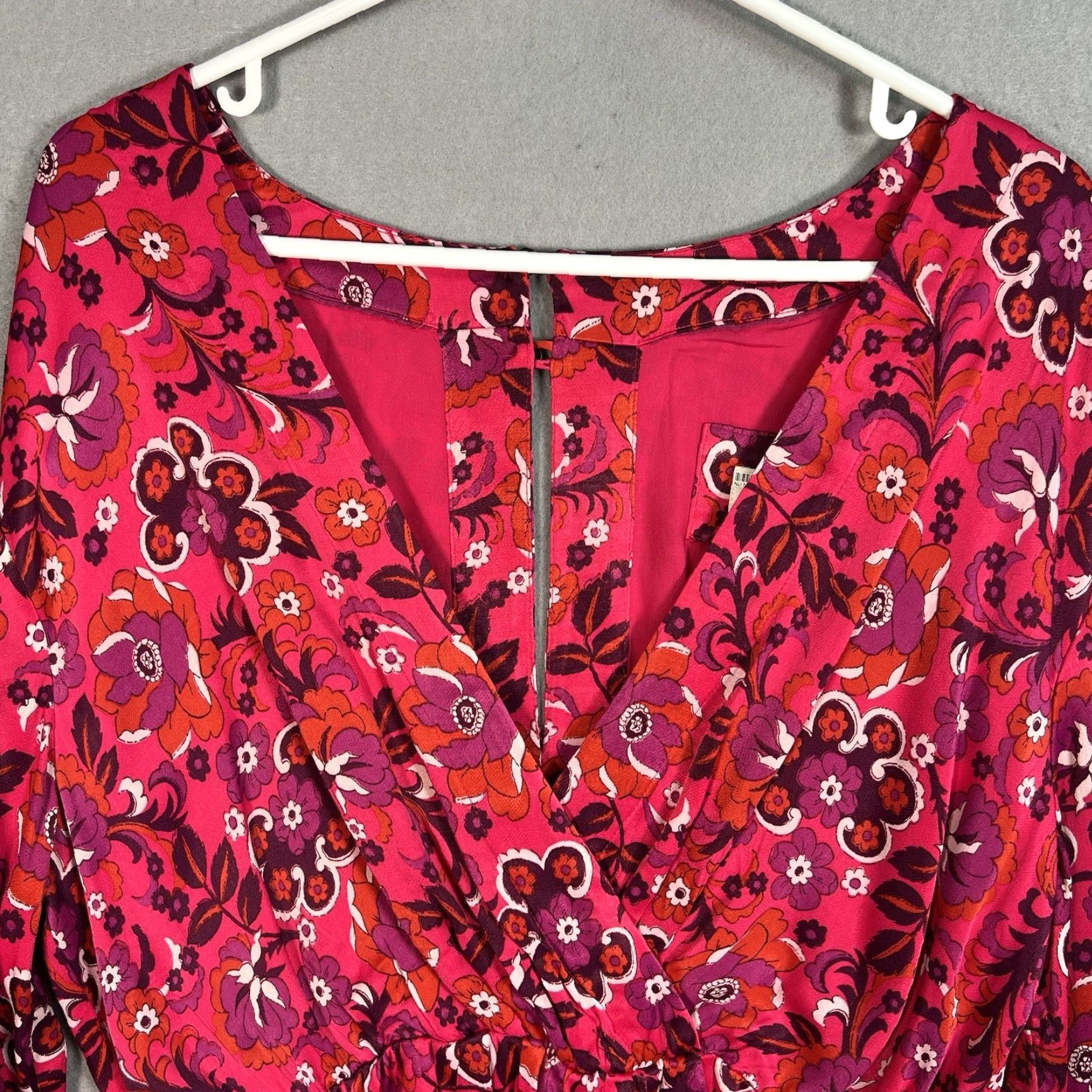Anthropologie VINTAGE Anthropologie Maeve Floral Pink Wrap Mini Dress Womens Medium Long Sleeve V-Neck Size M / US 6-8 / IT 42-44 - 5 Thumbnail