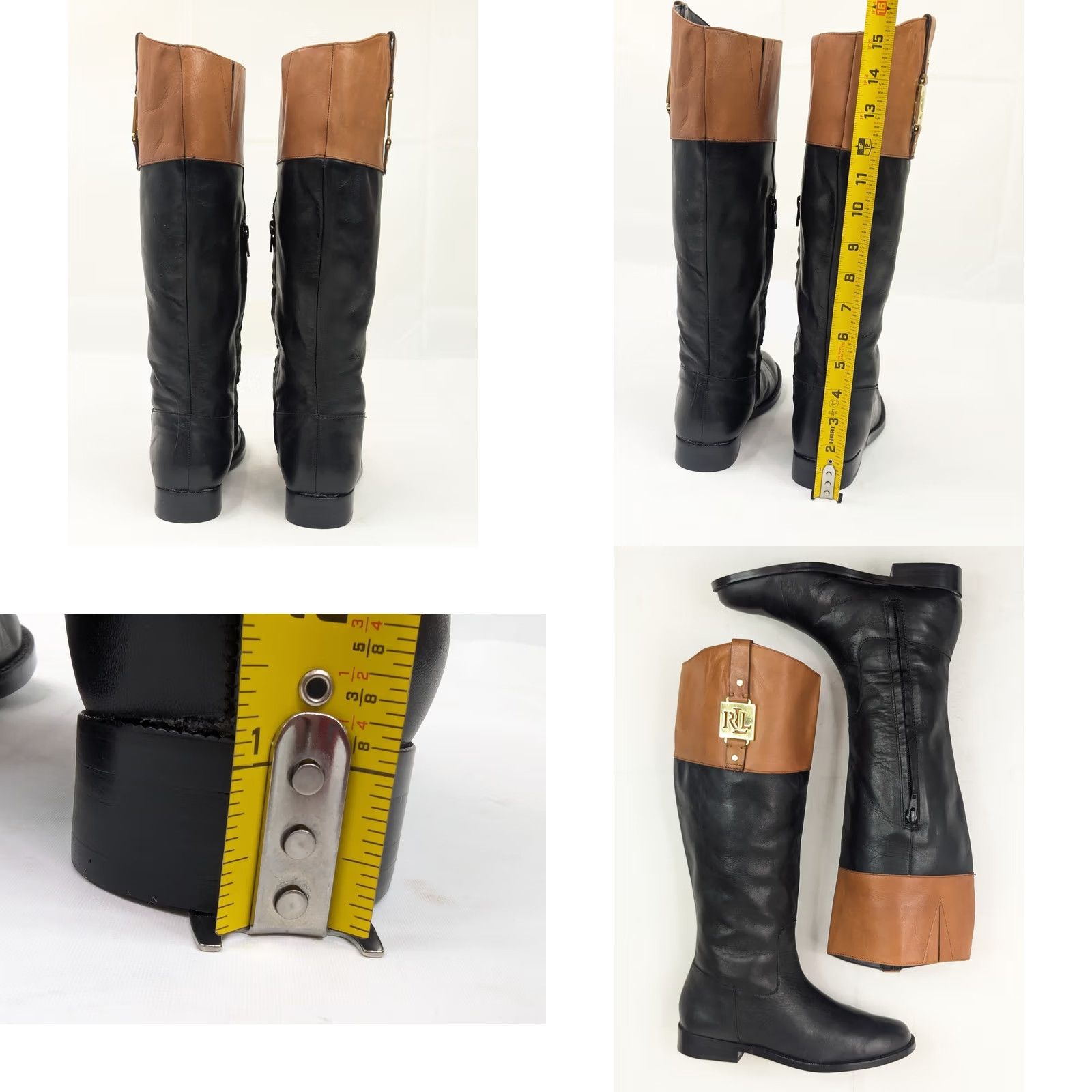 Ralph Lauren Ralph Lauren Jaden Riding Boots Women 5.5B Black Brown Leather Equestrian - EUC Size US 6 / IT 36 - 8 Thumbnail