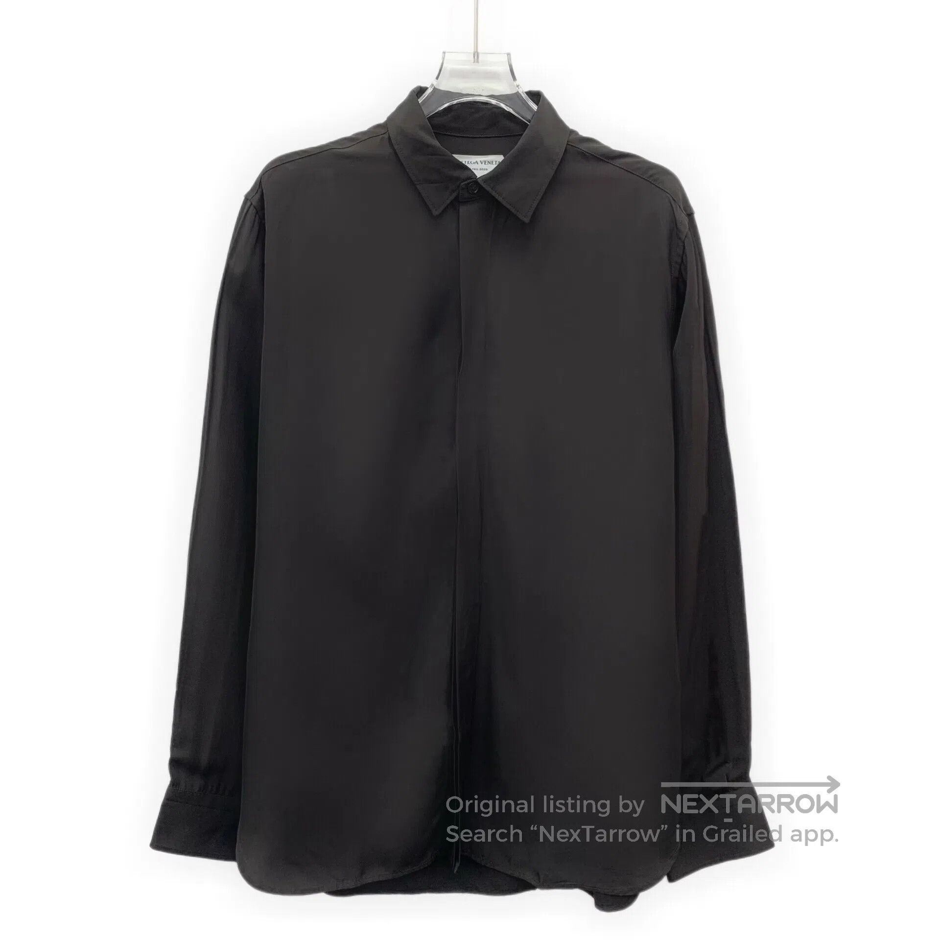 Bottega Veneta Bottega Veneta Dark Brown Lapel Long Sleeve Shirt| Size S / US 4 / IT 40 - 1 Thumbnail