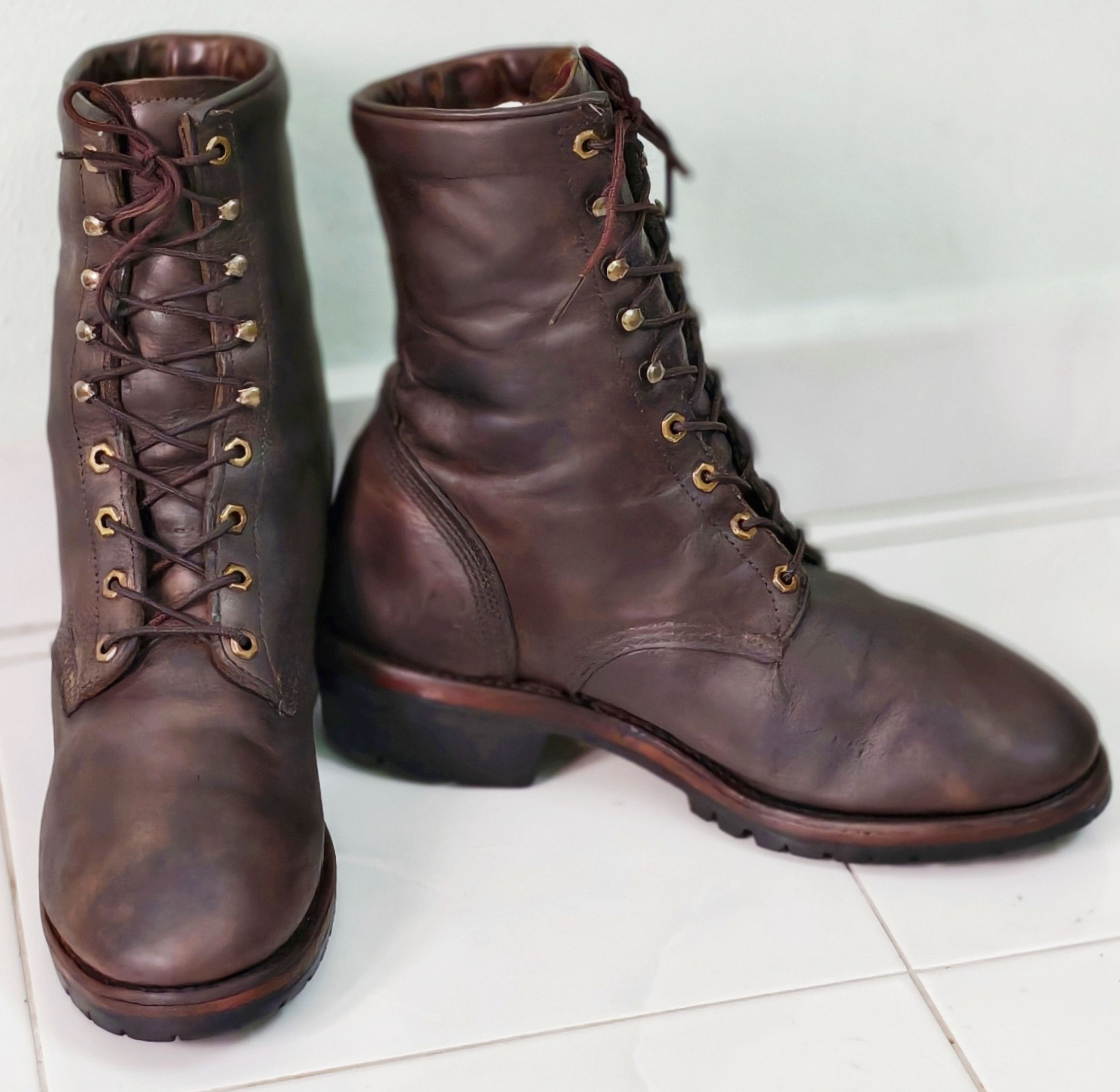 Chippewa CHIPPEWA 20090 Logger Boots Men's Brown Leather Vibram Sole Size US 12 / EU 45 - 7 Thumbnail