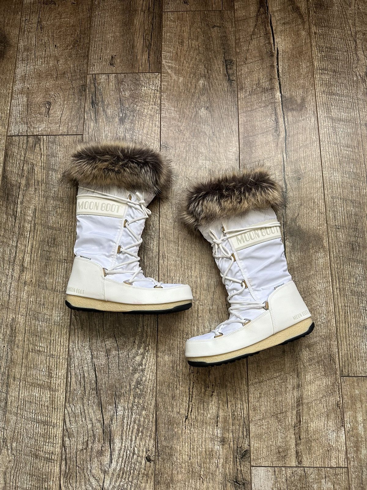 image of Women’S Moon Boot Waterproof With Fur in White, Women's (Size 9)