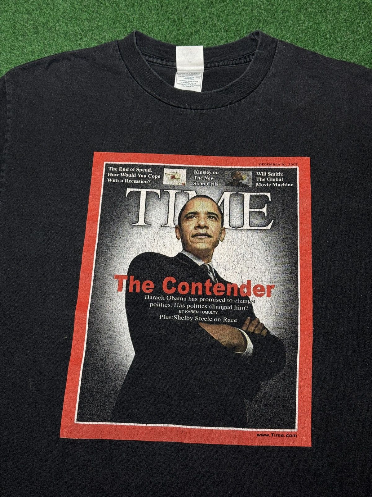 Vintage Vintage Obama Time Magazine Contender Black History T Shirt Size US M / EU 48-50 / 2 - 2 Thumbnail