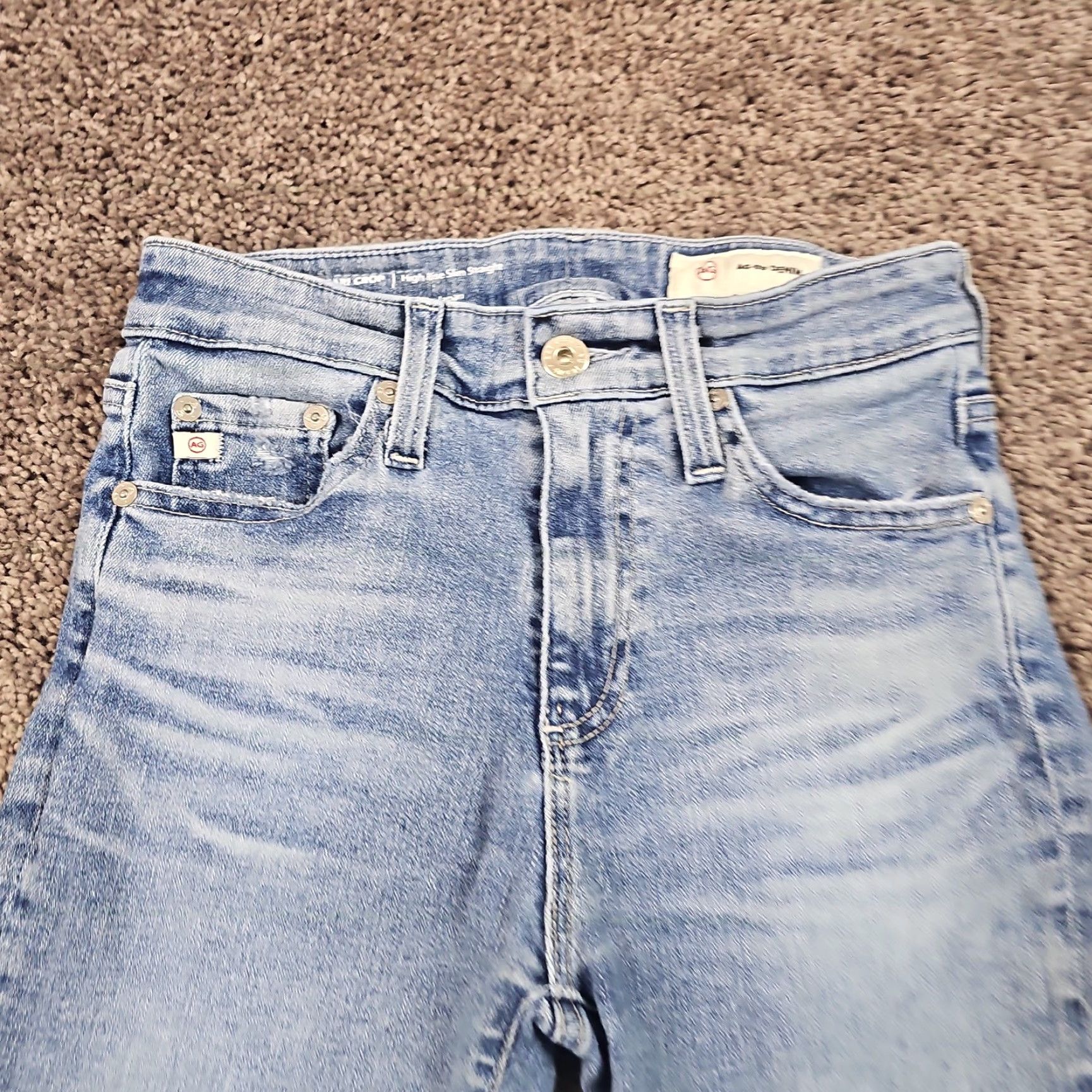 Vintage AG Adriano Goldschmied Jeans Womens 23 Crop High Straight Light Mari 23x26 Blue Cotton Spandex Denim Mexico Jeans " Size 40" / US 18 - 2 Thumbnail