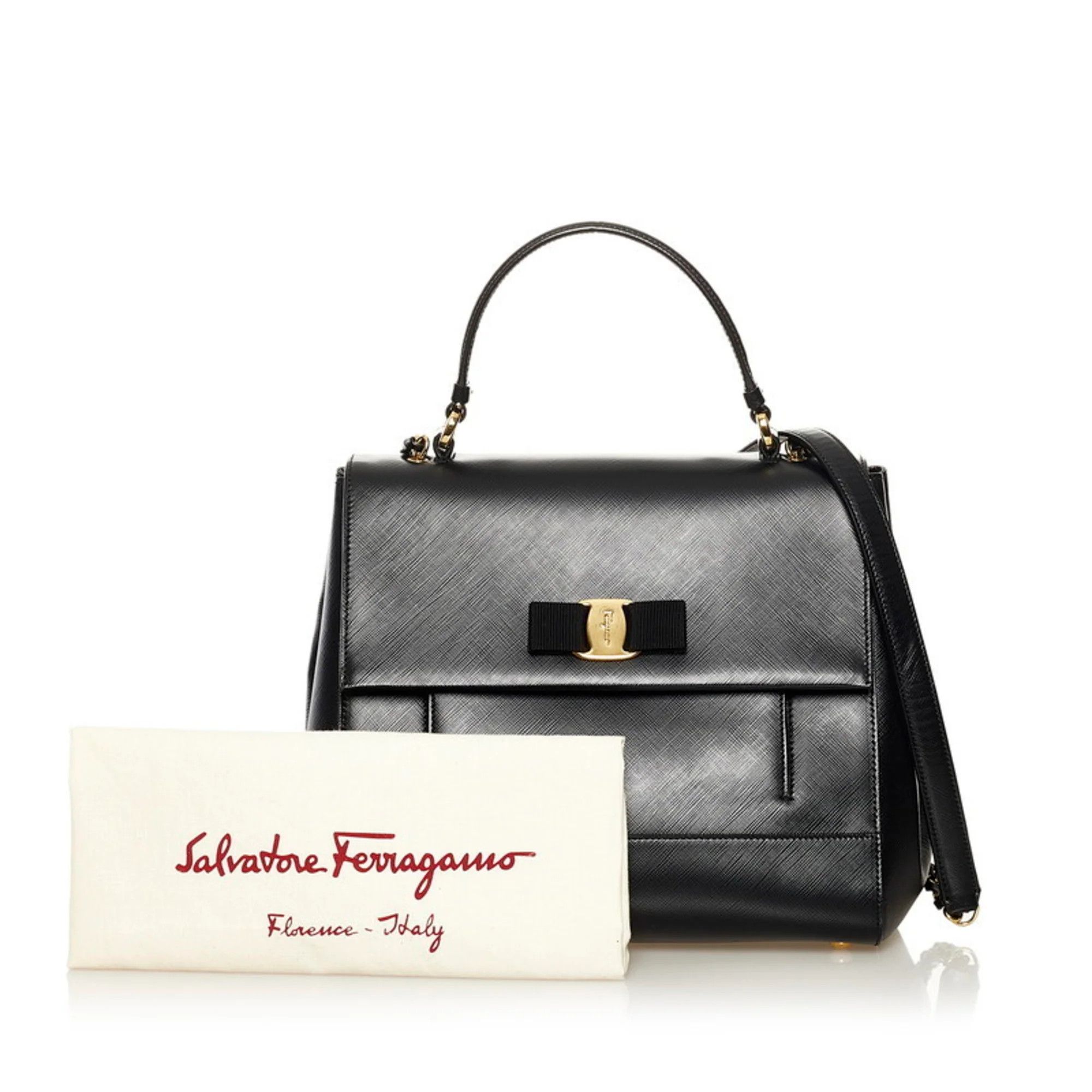 Salvatore Ferragamo o1s1rm0924 Size: OS / Valara Ribbon Shoulder Bag in Black Size ONE SIZE - 7 Thumbnail