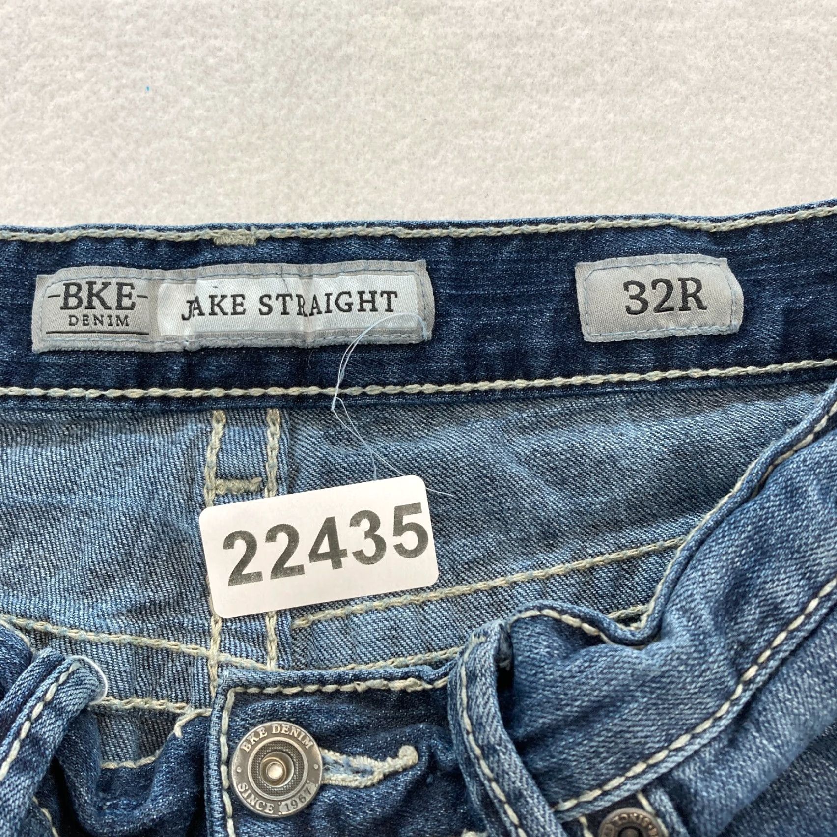 Vintage Buckle BKE Jeans Mens 32x30 Jake Straight Leg Dark Blue Stretch Denim Distressed Size US 32 / EU 48 - 5 Thumbnail