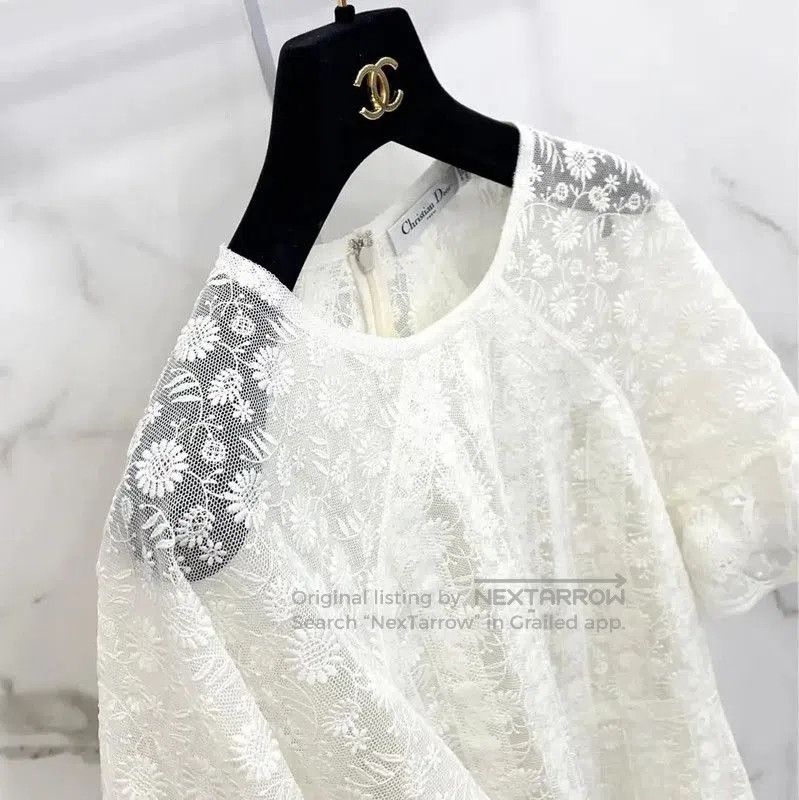 Dior Dior White Cotton Blend Short Sleeve Dress . Size M / US 6-8 / IT 42-44 - 6 Thumbnail