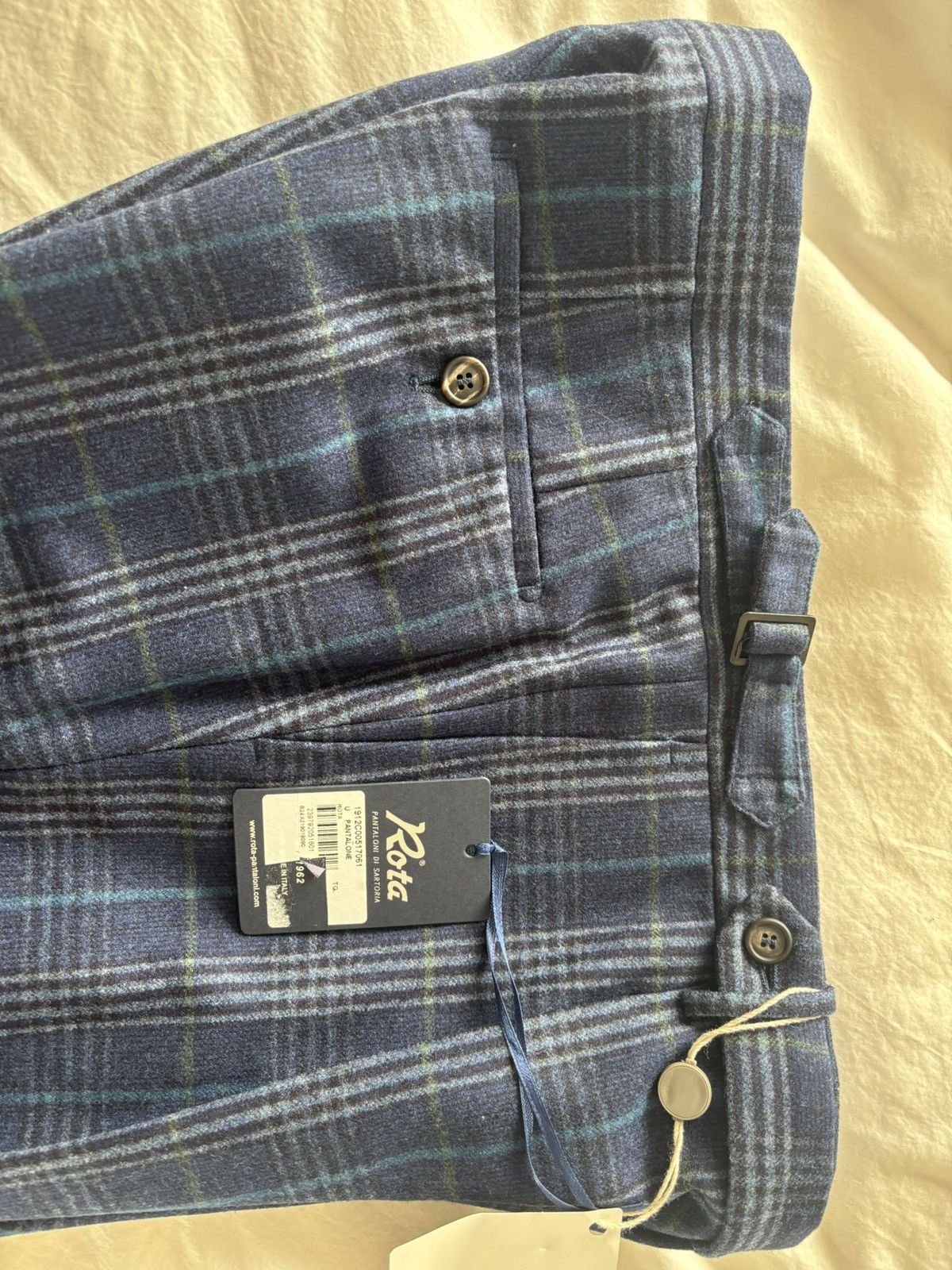 Rota Rota pleated wool plaid trousers size 50 Size 40R - 4 Thumbnail