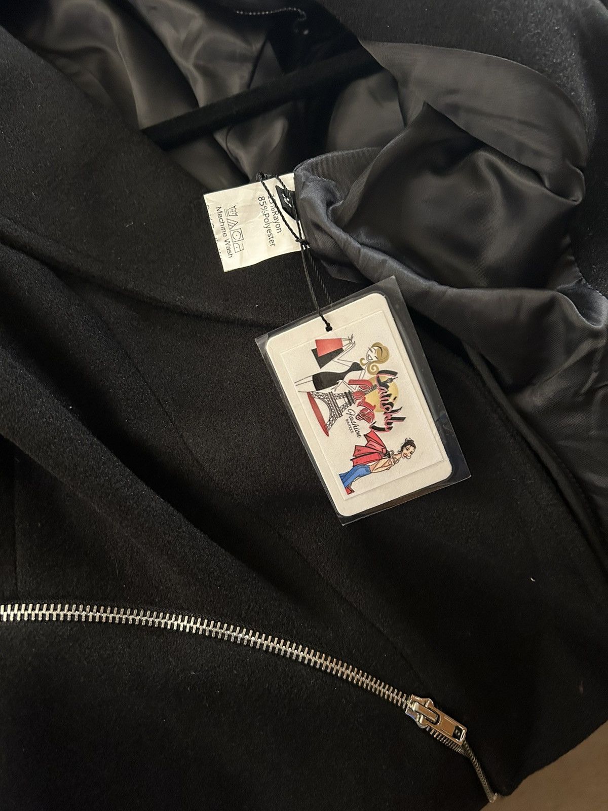 Designer × Other NWT, Lavishly Paris Designer Black Spliced Zipper Jacket. Size M / US 6-8 / IT 42-44 - 3 Thumbnail