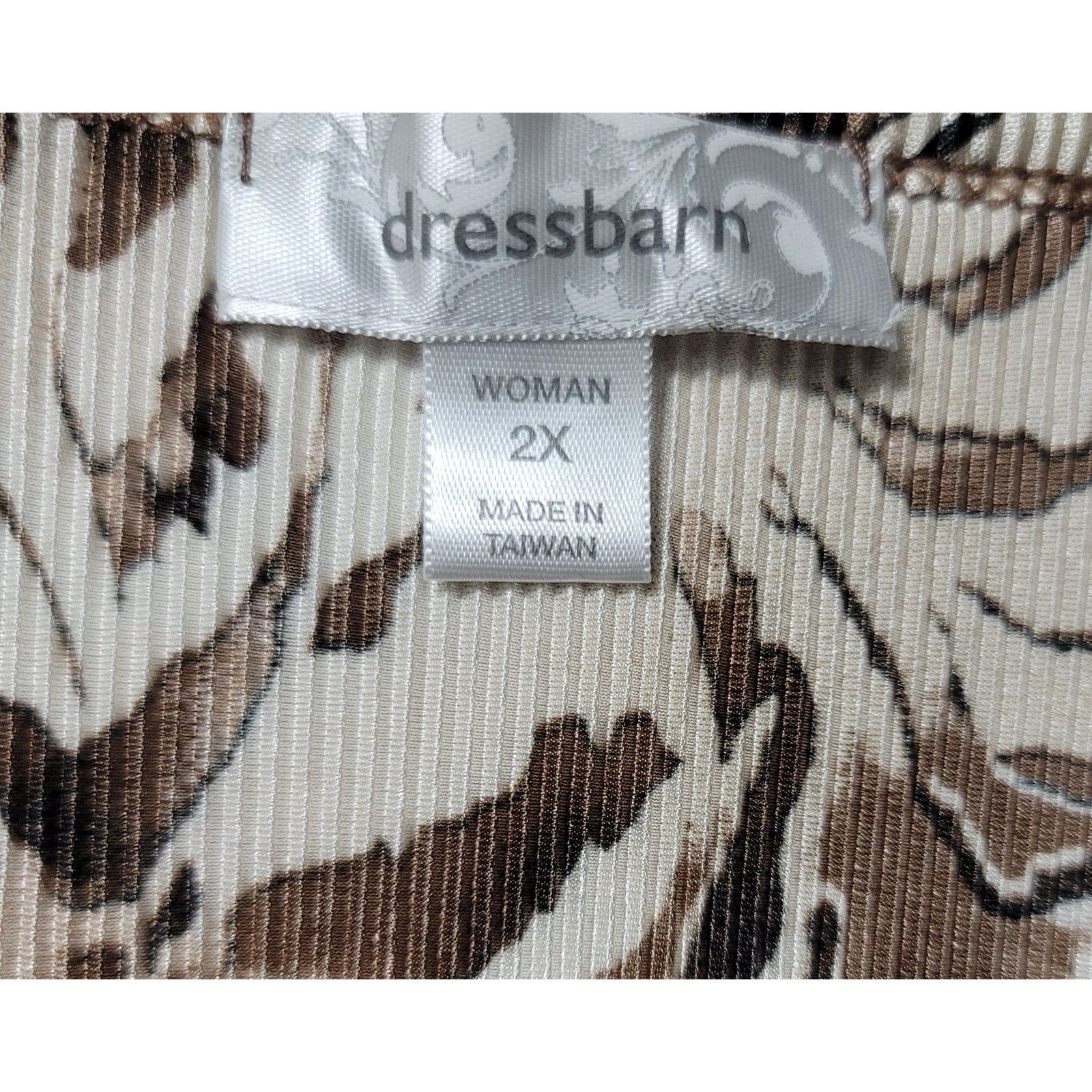 Other Dress Barn Brown Leopard Print Pleated Top 2X Plus Size XXL / US 16-18 / IT 52-54 - 3 Thumbnail