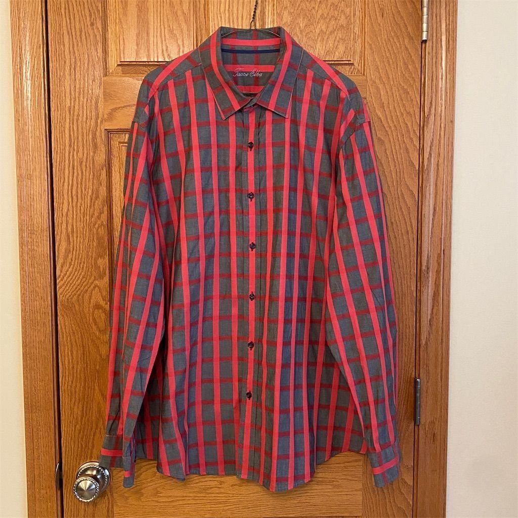Tasso Elba Tasso Elba Men's Long Sleeve Red Gray Checkered Button-Up S Size US XXL / EU 58 / 5 - 1 Thumbnail