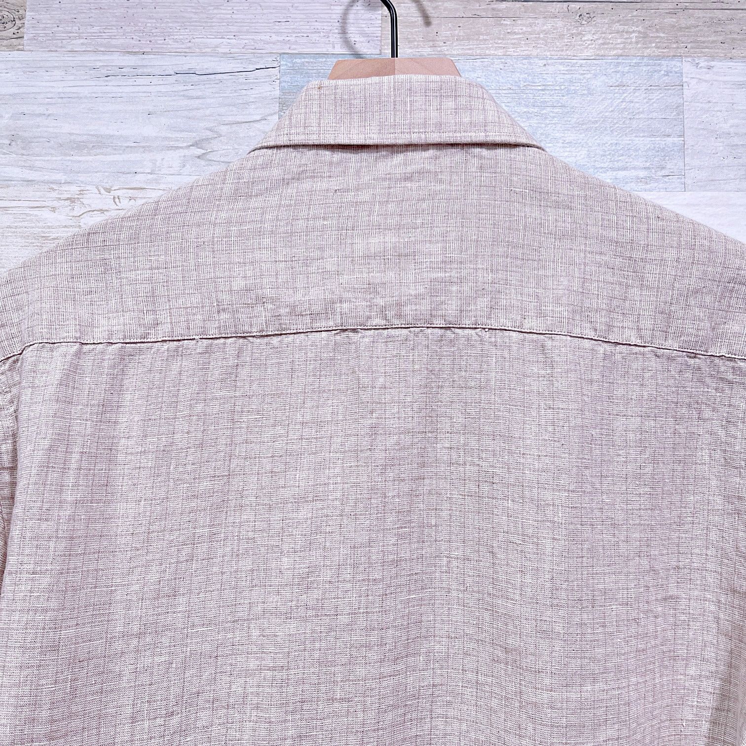 Other Stitch Note European Linen Shirt Beige Check Mens Medium Size US M / EU 48-50 / 2 - 4 Thumbnail