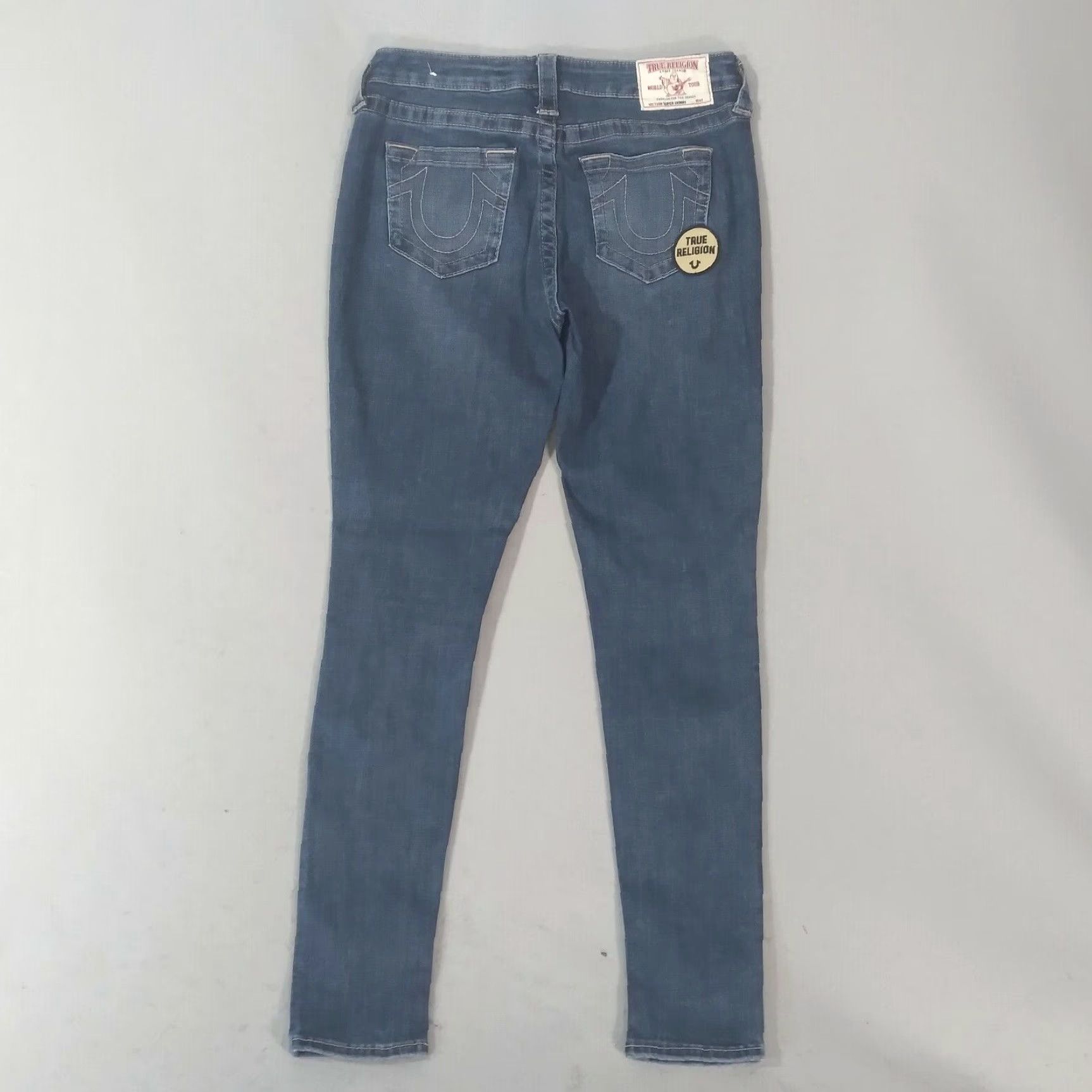 True Religion Women's Blue Mid Rise Slim Straight Leg Jeans Pants 29