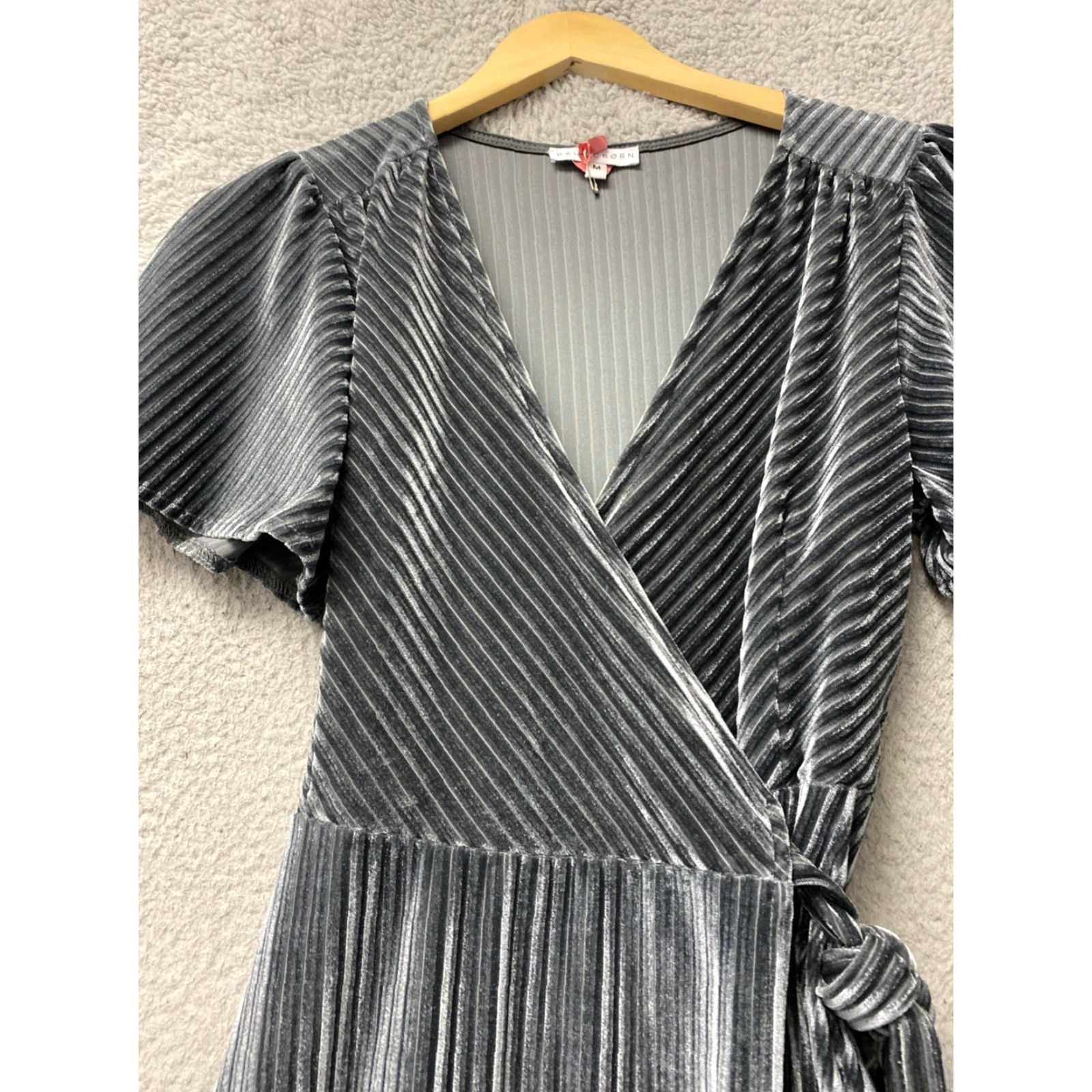 Born VINTAGE Baltic Born Andi Ribbed Velvet Maxi Wrap Dress Gray M /0252 Size M / US 6-8 / IT 42-44 - 3 Thumbnail