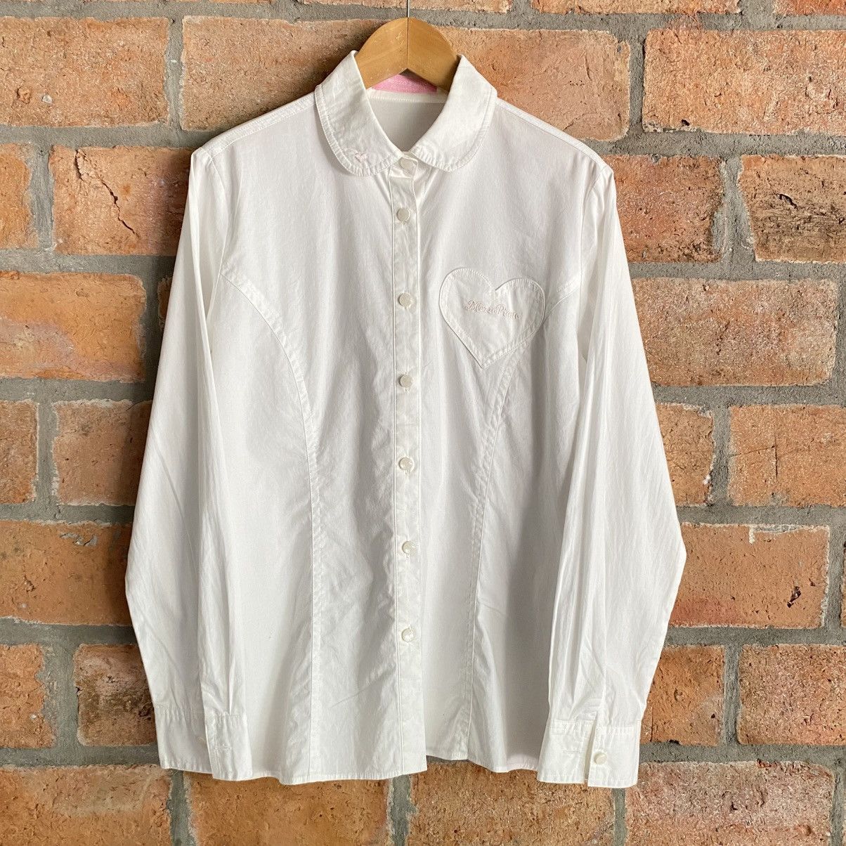 Japanese Brand MEZZO PIANO White Shirt with Heart Pocket Size L / US 10 / IT 46 - 25 Thumbnail