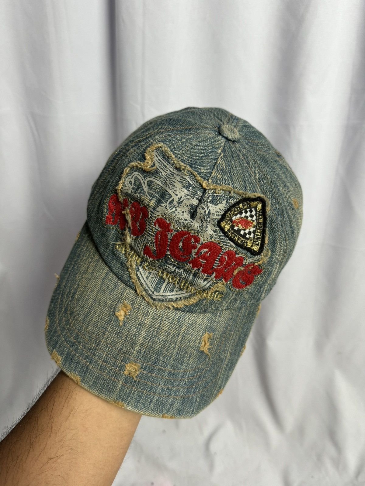 If Six Was Nine × Japanese Brand × Le Grande Bleu (L.G.B.) Distressed Denim Hat Rudolph Valentino Japanese Style Size ONE SIZE - 3 Thumbnail