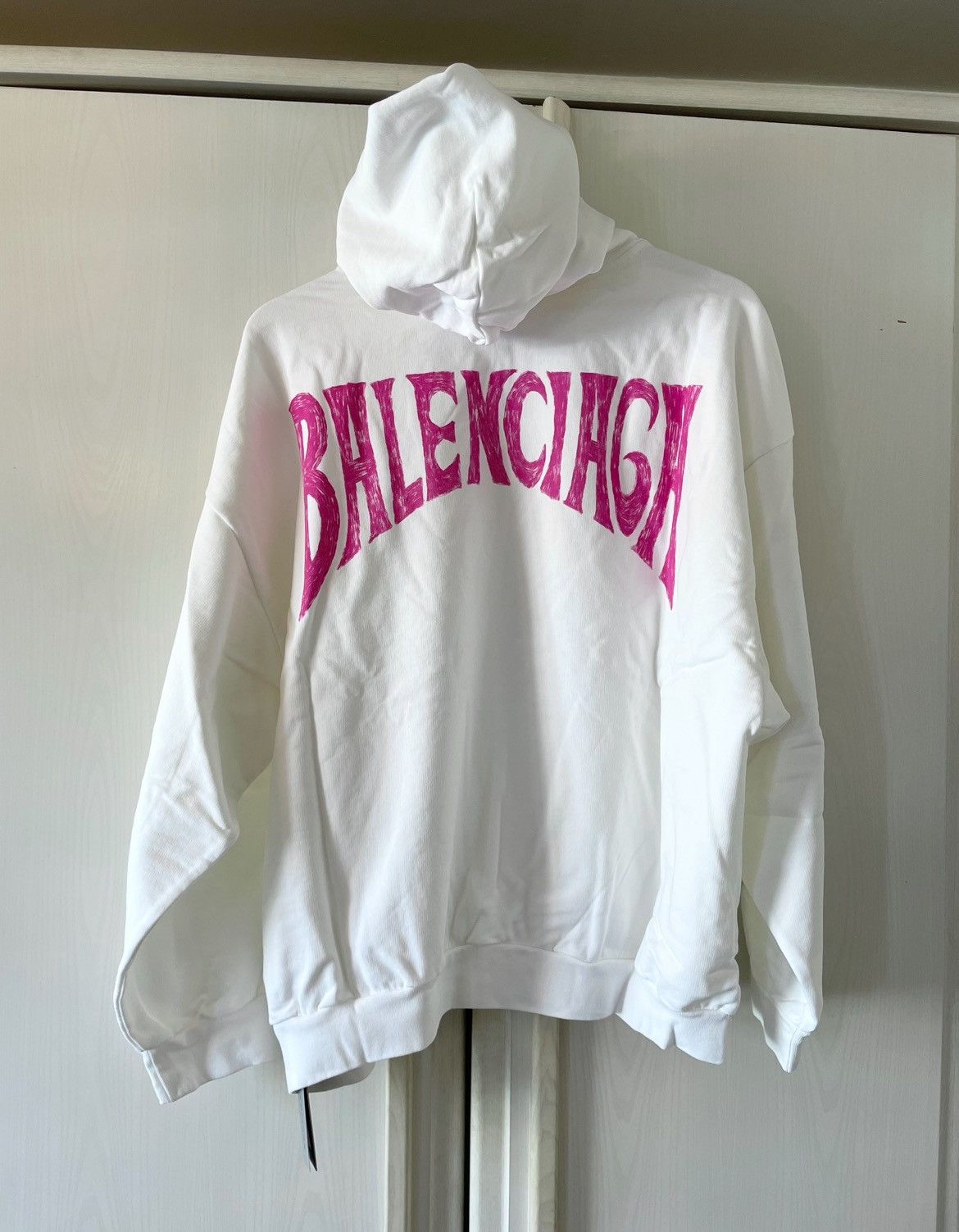 Balenciaga Balenciaga Hand Drawn Hoodie NWT White XL Medium Fit Size US XL / EU 56 / 4 - 1 Thumbnail