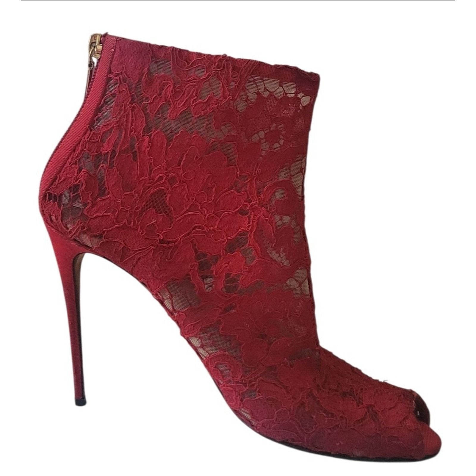 Dolce & Gabbana Dolce & Gabbana Red Lace Women Bootie Size 39 / 9 Size US 9 / IT 39 - 2 Thumbnail