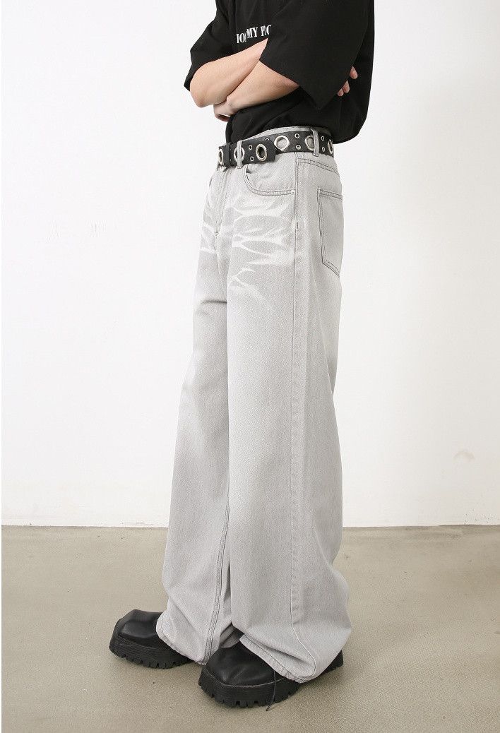 Designer Gray washed loose straight jeans for men Size US 32 / EU 48 - 6 Thumbnail