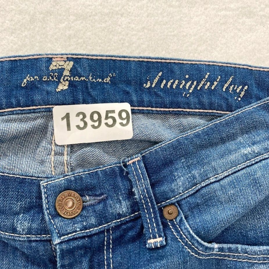 7 For All Mankind 7 For All Mankind Jeans Women's 27 Straight Leg Medium Wash Blue Stretch Denim - 5-Pocket - Regular - Size 27 - Womens Jeans Size 27" / US 4 / IT 40 - 5 Thumbnail