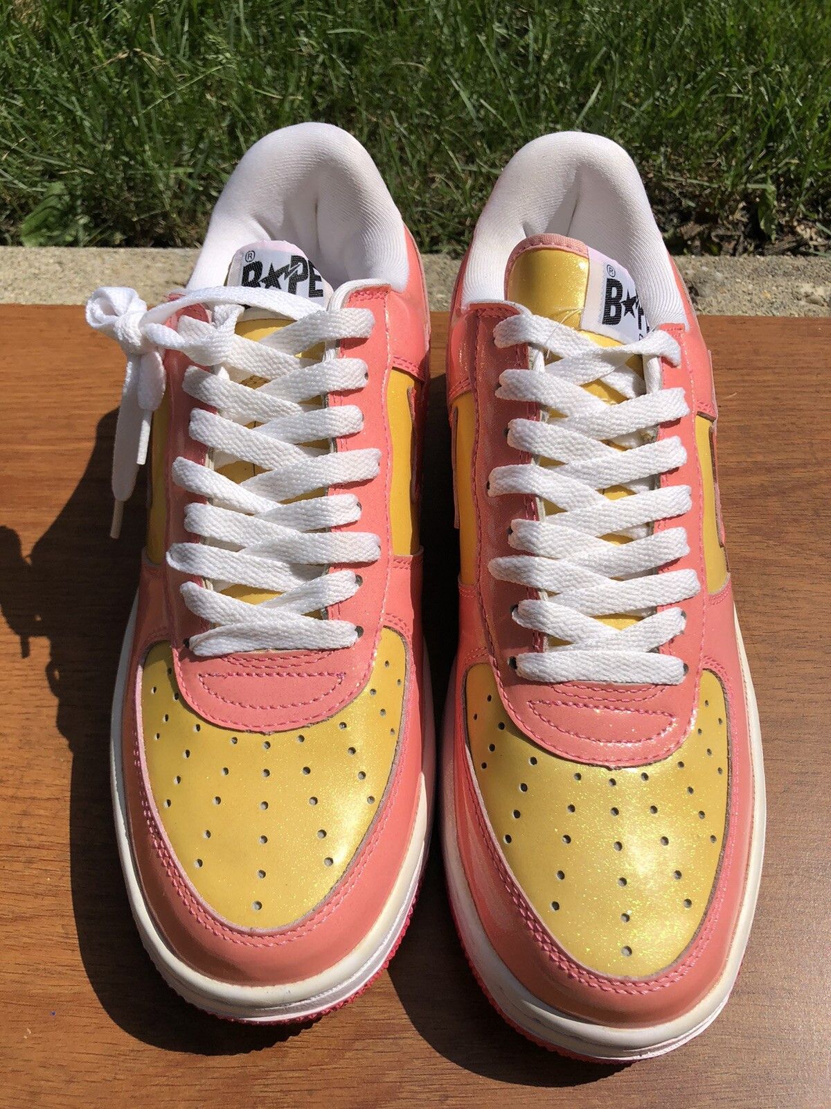 Bape Rare OG Pink / Tan Glitter Bapesta Size US 9 / EU 42 - 3 Thumbnail