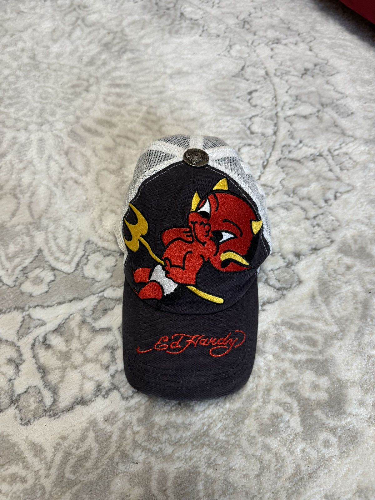 Christian Audigier × Ed Hardy Y2K Ed hardy sick tedman devil cap trucker hat black Size ONE SIZE - 3 Thumbnail