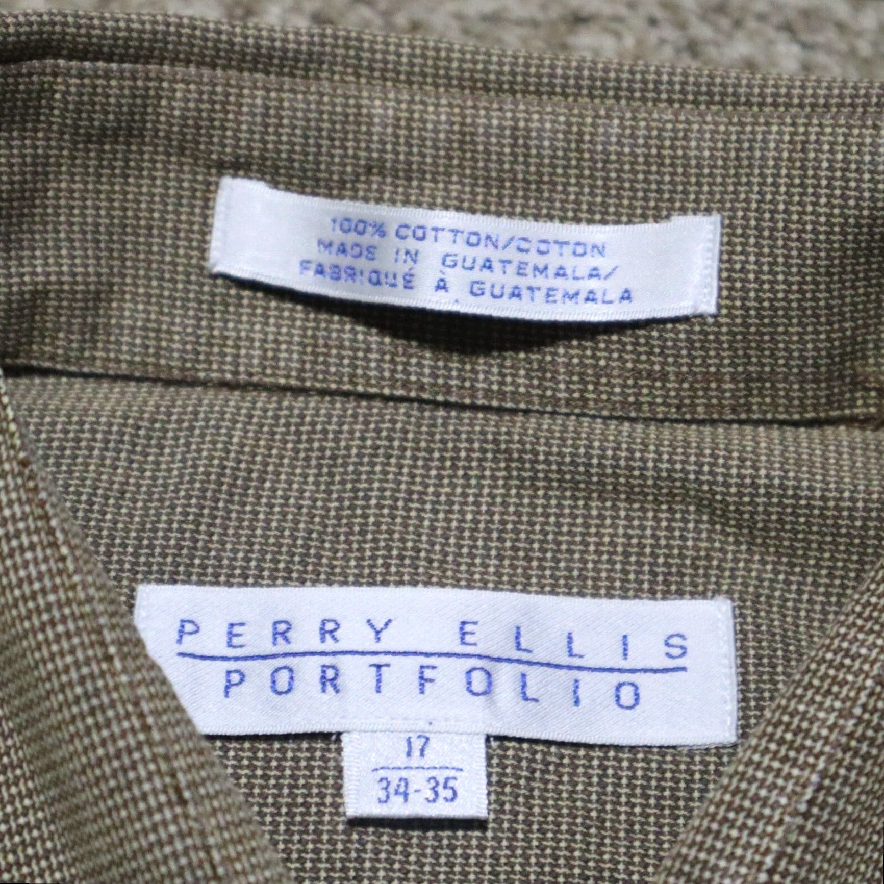 Perry Ellis PERRY ELLIS Brown Button-Up Long Sleeve Shirt Adult Men's Size 17 Regular Casual Classic Size US XL / EU 56 / 4 - 3 Thumbnail