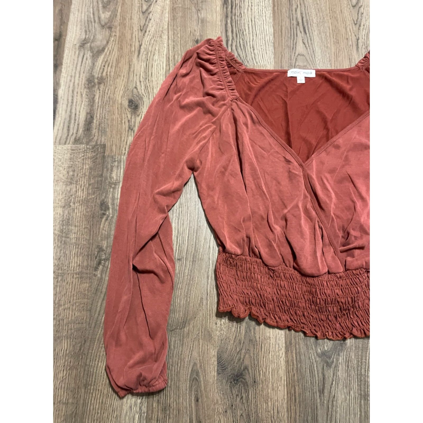 Vintage Moa Moa Shirt Womens Large Orange Crop Top V-neck T-Shirt Casual Cropped Regular Size L / US 10 / IT 46 - 3 Thumbnail