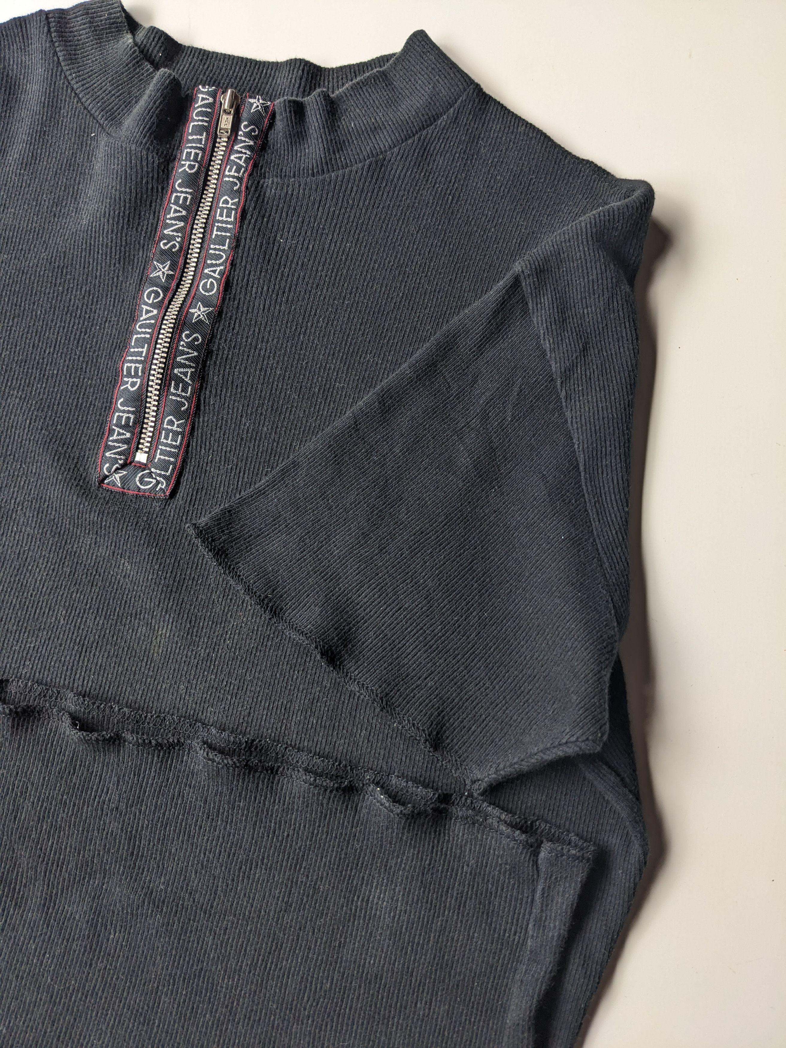 Jean Paul Gaultier Archive Jean Paul Gaultier Jeans black ribbed crop shirt Size S / US 4 / IT 40 - 4 Thumbnail