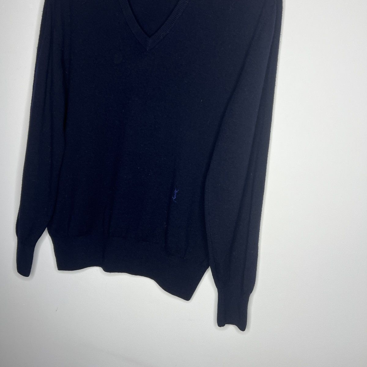 Designer × Yves Saint Laurent Yves Saint Laurent YSL Wool Jumper Sweater Knitwear Navy Size US M / EU 48-50 / 2 - 2 Thumbnail