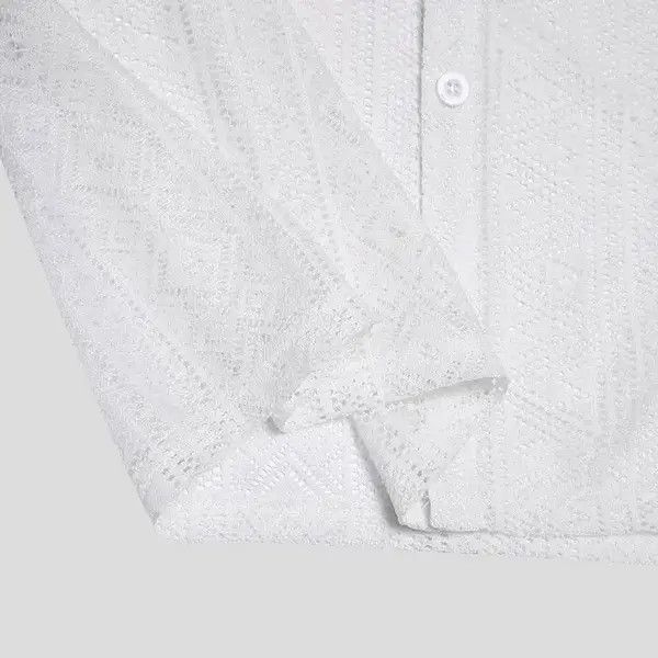 VIBE Mesh See Through Lapel Sexy Short Sleeve streetwear y2k Size US M / EU 48-50 / 2 - 8 Thumbnail